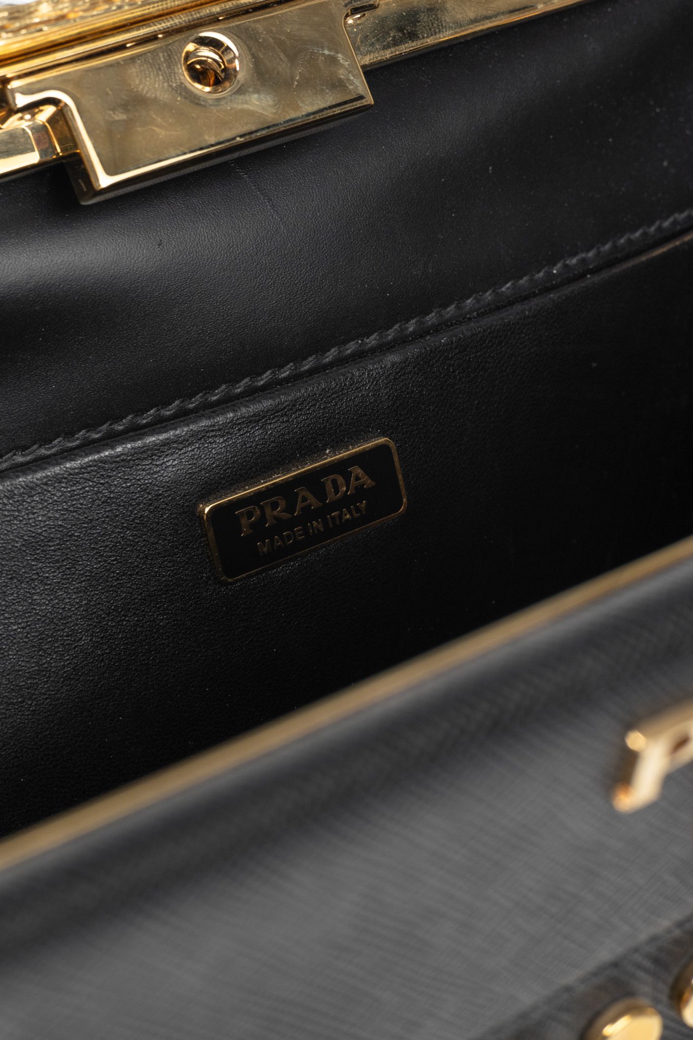 Prada Prada Saffiano Leather Studded Fringe Frame Shoulder Bag Size ONE SIZE - 14 Thumbnail