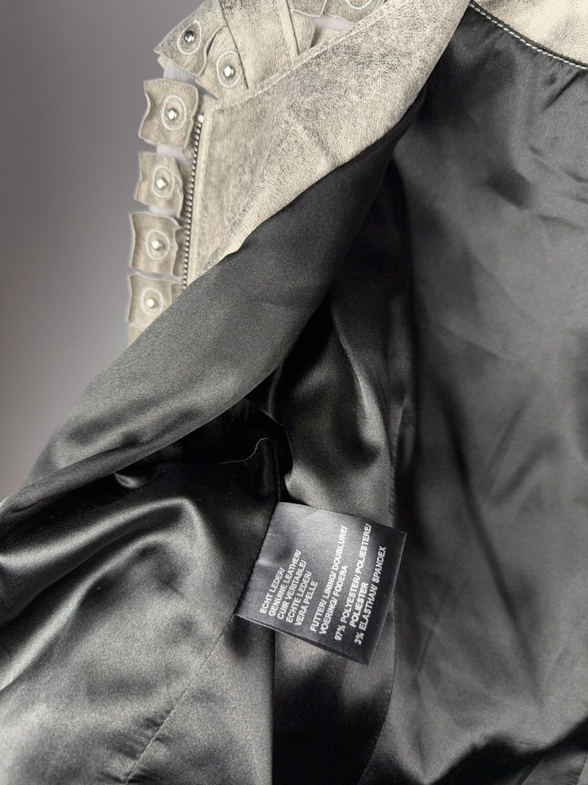 Japanese Brand 00s MANEBO Studded Leather Moto Jacket with Grommet Panels S Size S / US 4 / IT 40 - 11 Thumbnail