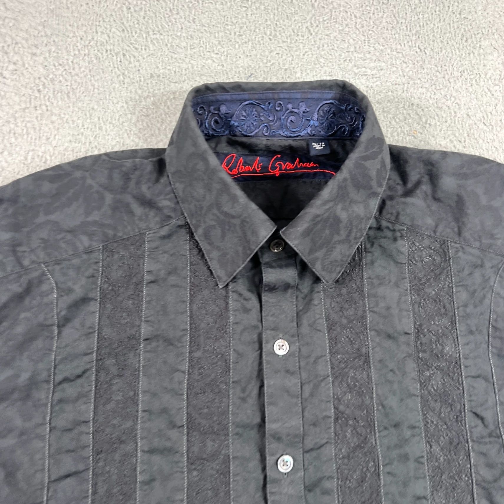 Robert Graham Robert Graham Shirt Button Up Black Floral Flip Cuff Mens XL Size US XL / EU 56 / 4 - 2 Thumbnail
