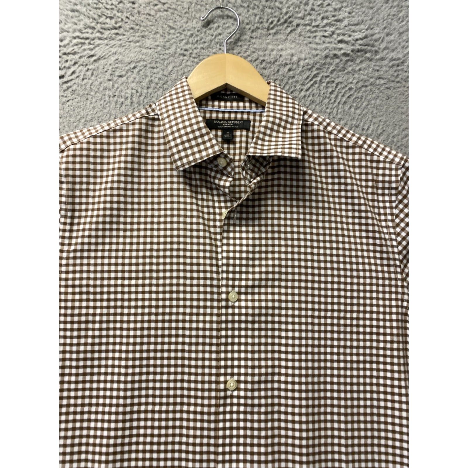 Banana Republic VINTAGE Banana Republic Button-Up Shirt Mens M Tall Brown Check Stretch /0492 Size US M / EU 48-50 / 2 - 2 Thumbnail