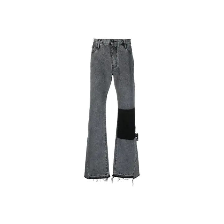Off-White OFF-WHITE Gray Logo Print Straight Leg Jeans 0079 Size US 30 / EU 46 - 1 Thumbnail