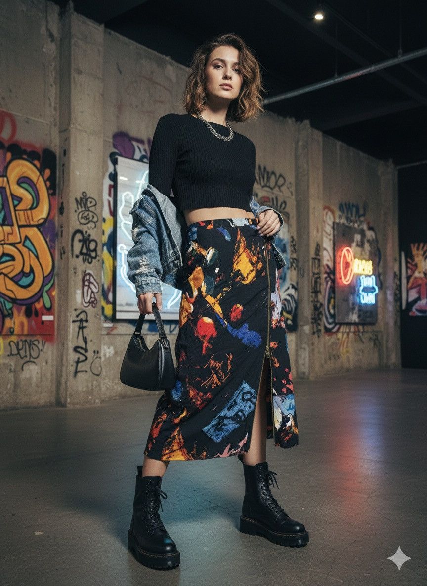 Iceberg Archive Iceberg Pop Art Graffiti Print Maxi Skirt Size 29" - 3 Thumbnail