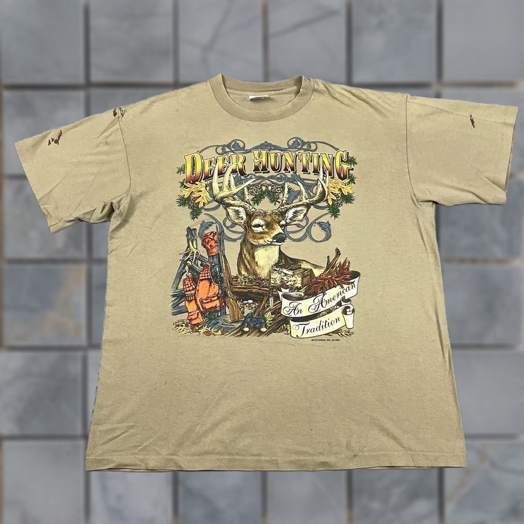 Vintage VINTAGE Buck Wear T Shirt Adult XL Brown American Tradition Distressed 90s Hunting 90s Buck Wear Shirt Mens XL Brown Cotton Graphic Print Debris: None Size US XL / EU 56 / 4 - 1 Thumbnail