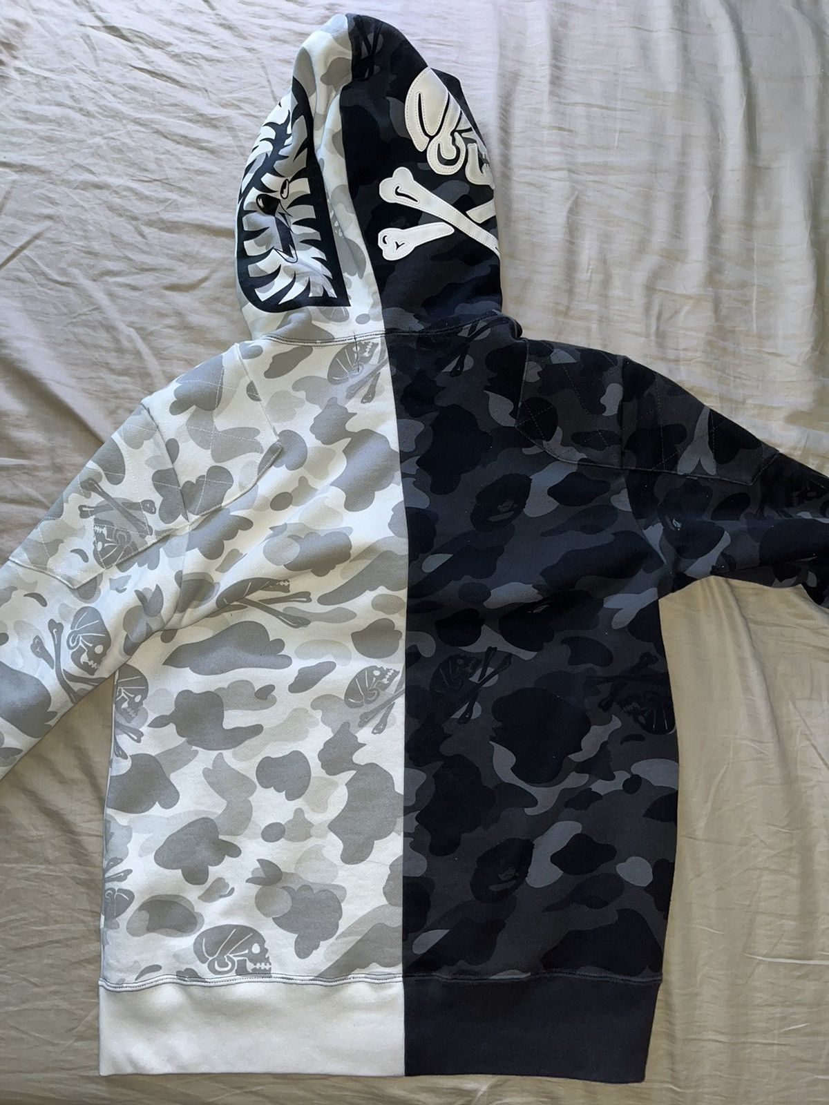 Bape Bape x Neighborhood Split Camo Shark Full Zip Hoodie | Grailed