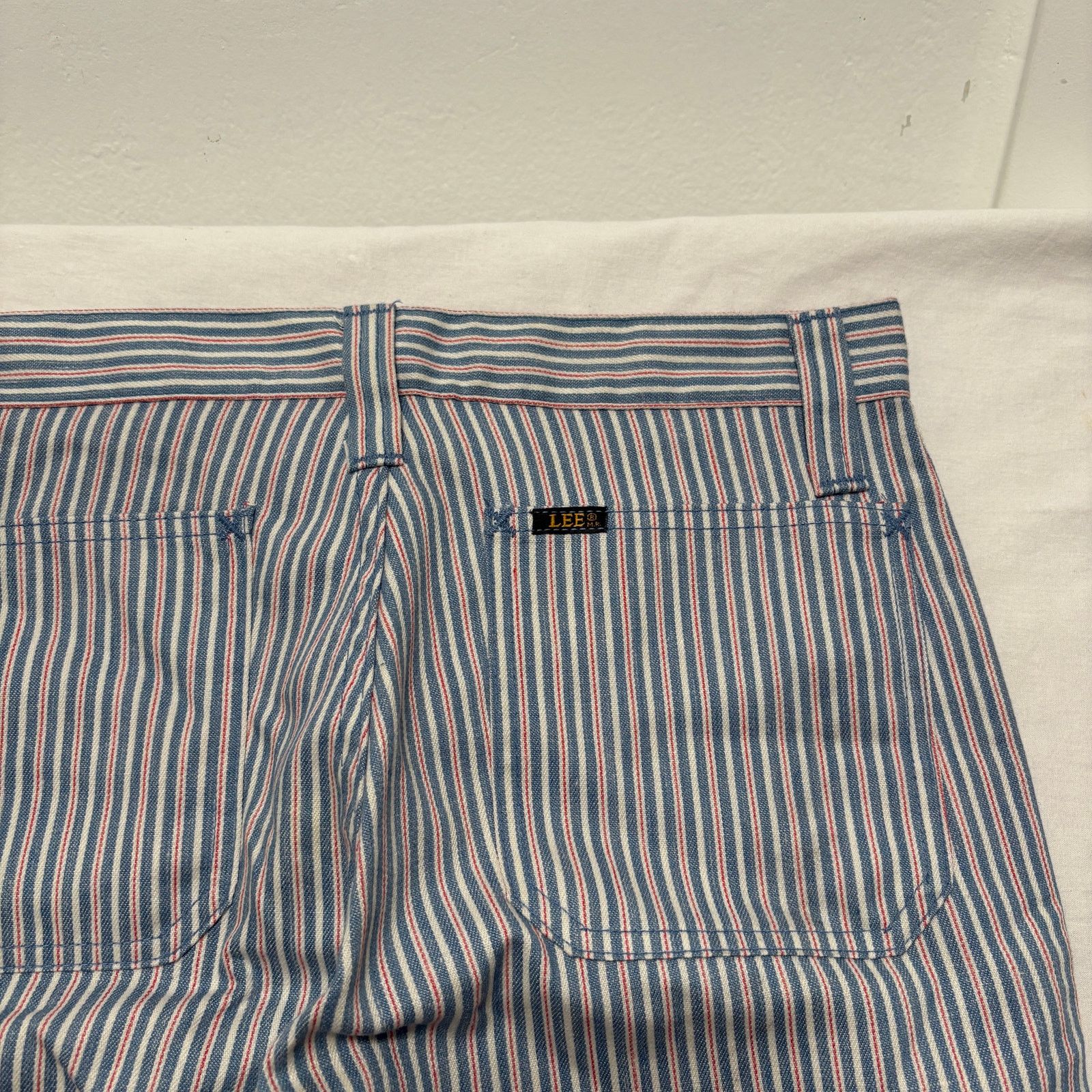 Lee Deadstock VTG 70s Lee Pinstripe Bell Bottom Pants Blue 29x34 Size 29" - 6 Thumbnail