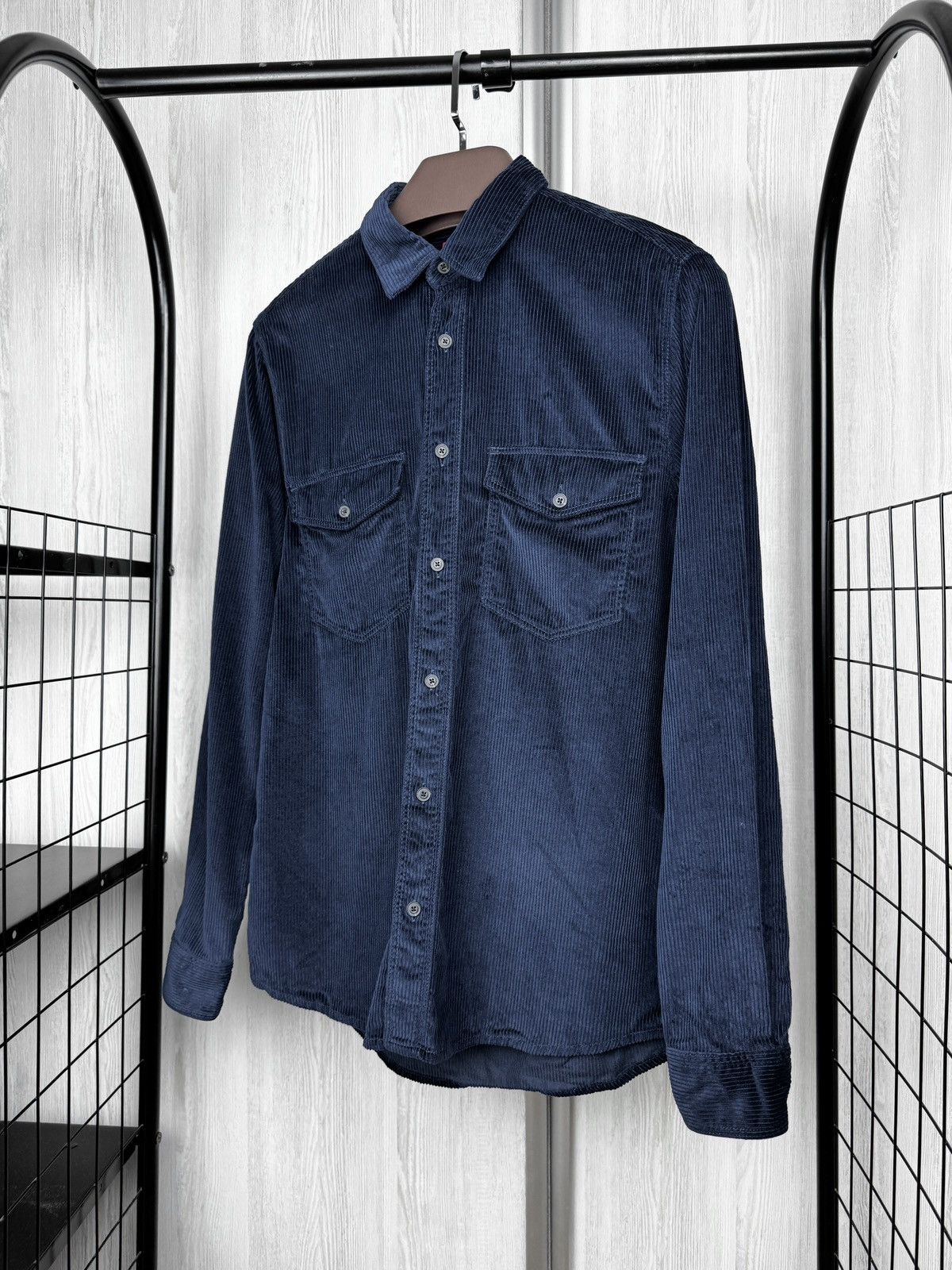 Hugo Boss HUGO Boss Straight Fit Navy Blue corduroy Epaz shirt size S Size US S / EU 44-46 / 1 - 5 Thumbnail