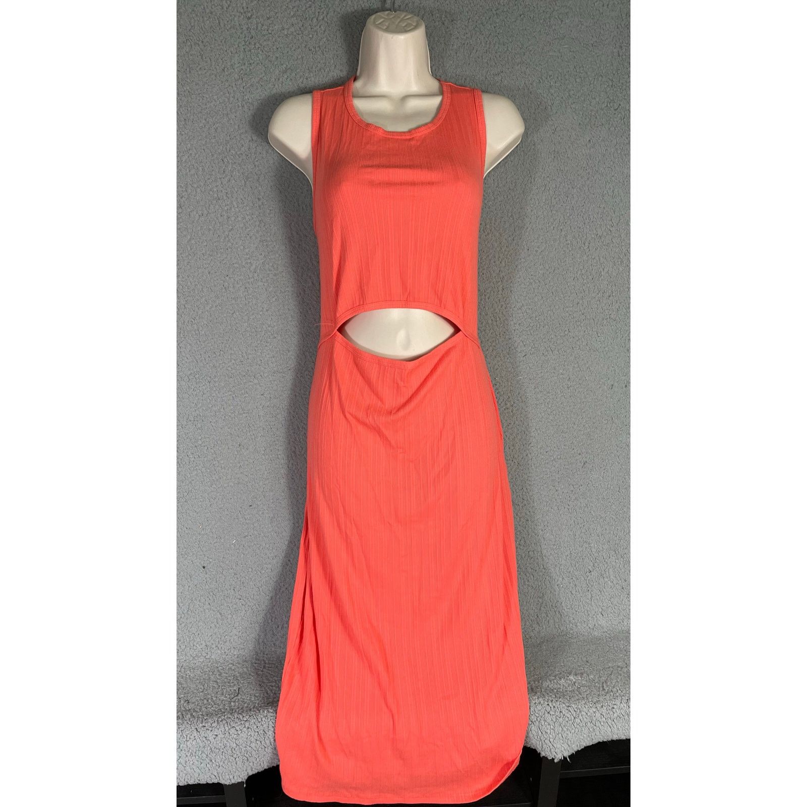 Other Fashion Nova Women's 1X Orange Cutout Ribbed Bodycon Dress Size XL / US 12-14 / IT 48-50 - 3 Thumbnail