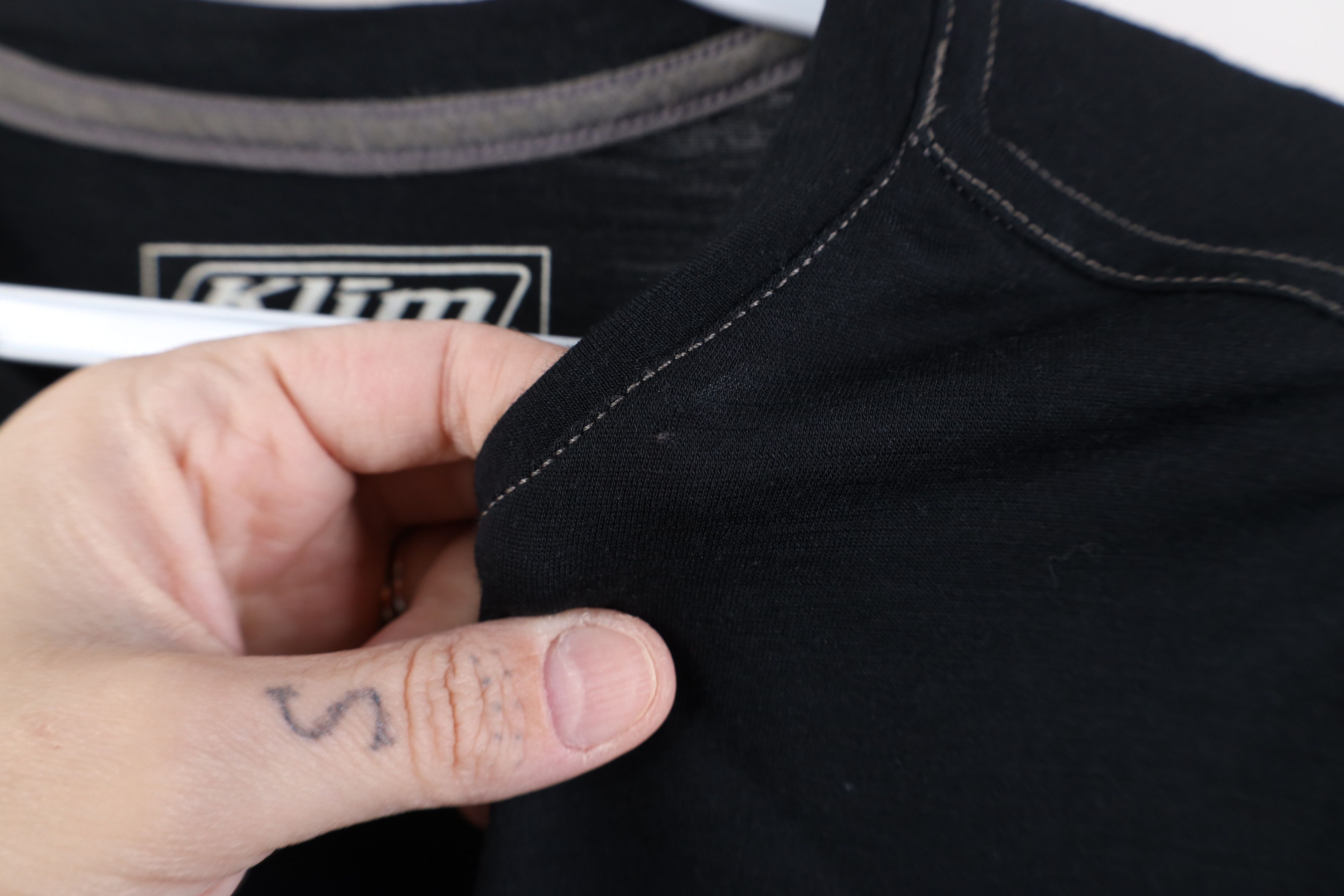 Vintage Klim Racing Spell Out Teton Merino Wool Knit T-Shirt Black Size US L / EU 52-54 / 3 - 5 Thumbnail
