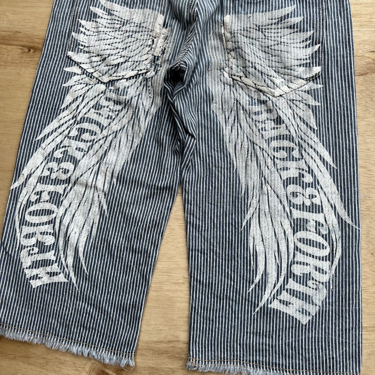 Hysteric Glamour BACK N FORTH DOUBLE WAIST HICKORI DENIM ANGEL WING PRINT 3/4 Size US 28 / EU 44 - 3 Thumbnail
