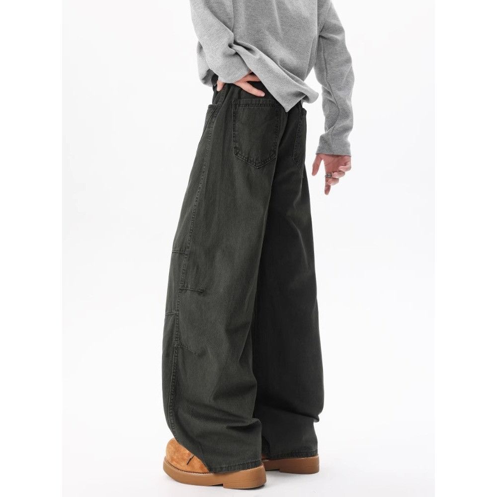 Japanese Brand Fashion men's solid color stitching high street jeans Size US 32 / EU 48 - 2 Thumbnail