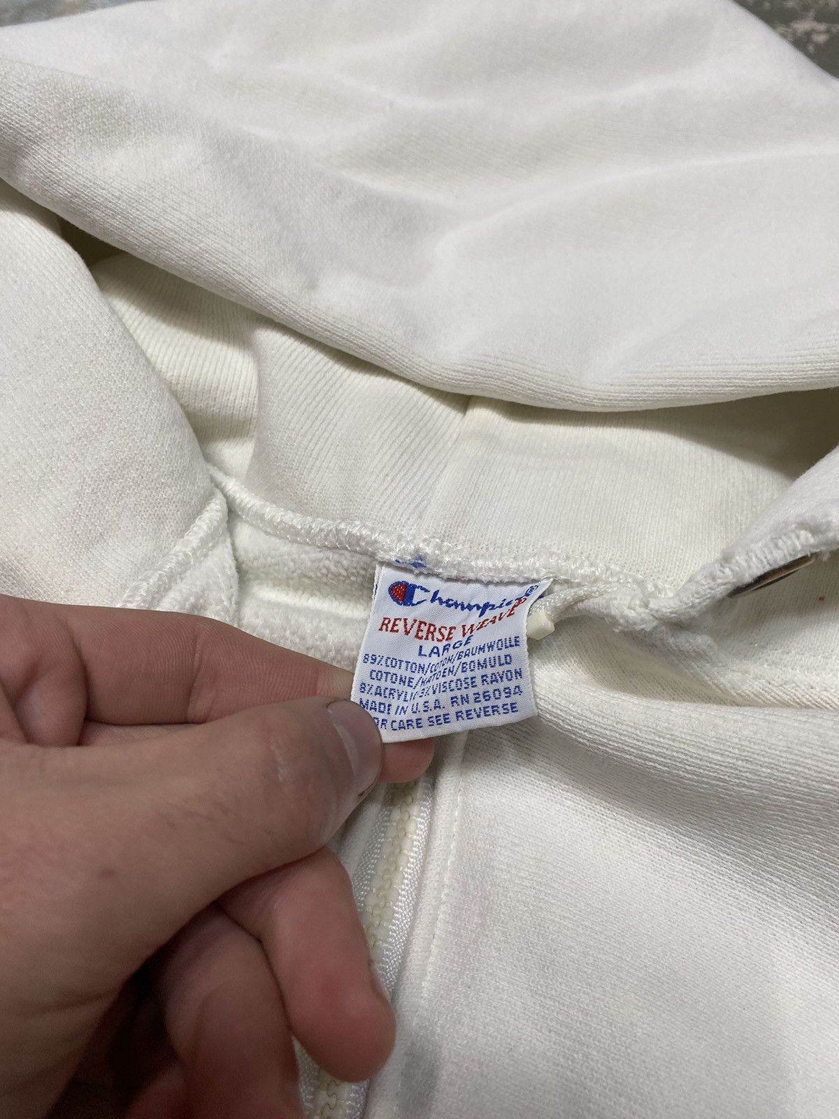 Champion × Vintage Vintage Champion Reverse Weave White Zip Up Hoodie 90s USA Size US L / EU 52-54 / 3 - 3 Thumbnail