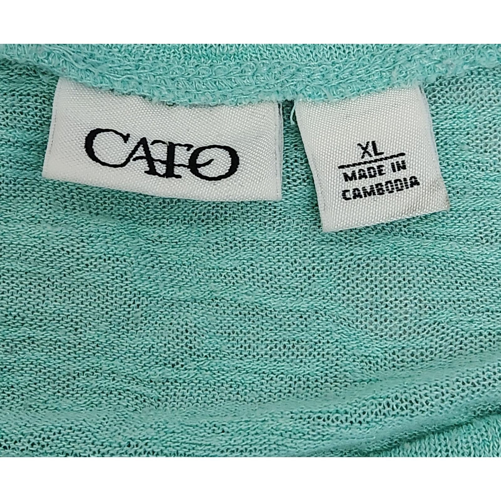 Other Cato Green Blue Slub Knit Batwing Short Sleeves Top XL Size XL / US 12-14 / IT 48-50 - 6 Thumbnail