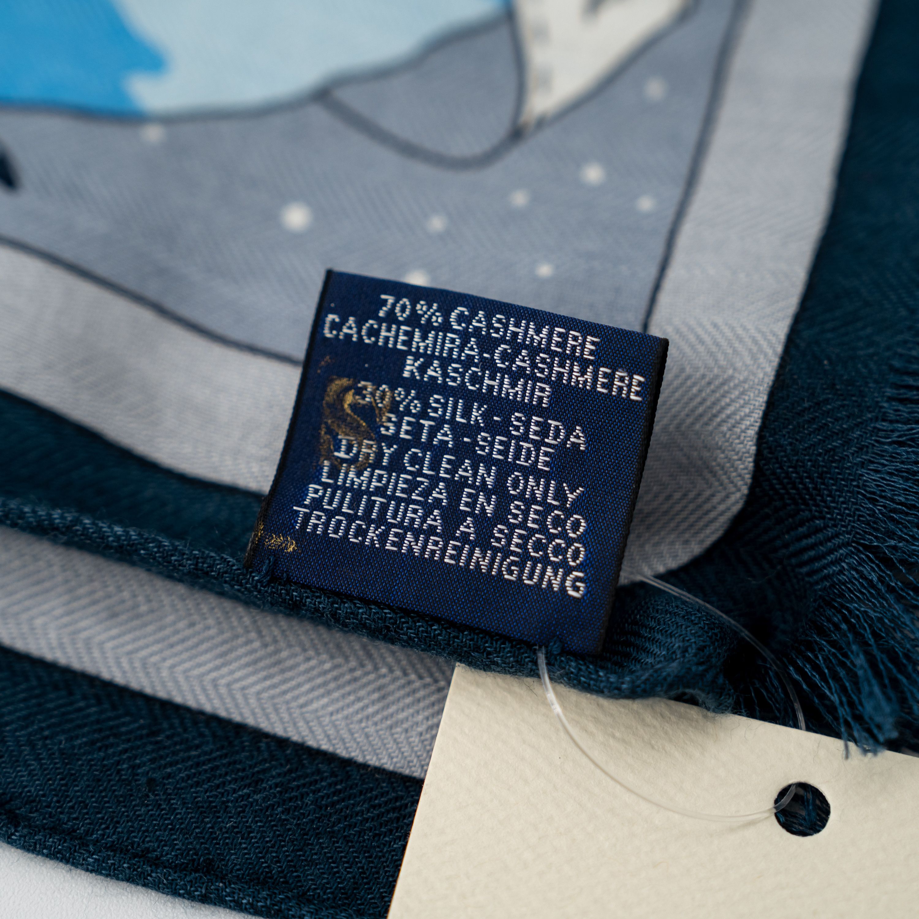Hermes Hermes COSMIC HORSE SET scarf 63x180CM Cashmere Silk Blue Size ONE SIZE - 4 Thumbnail