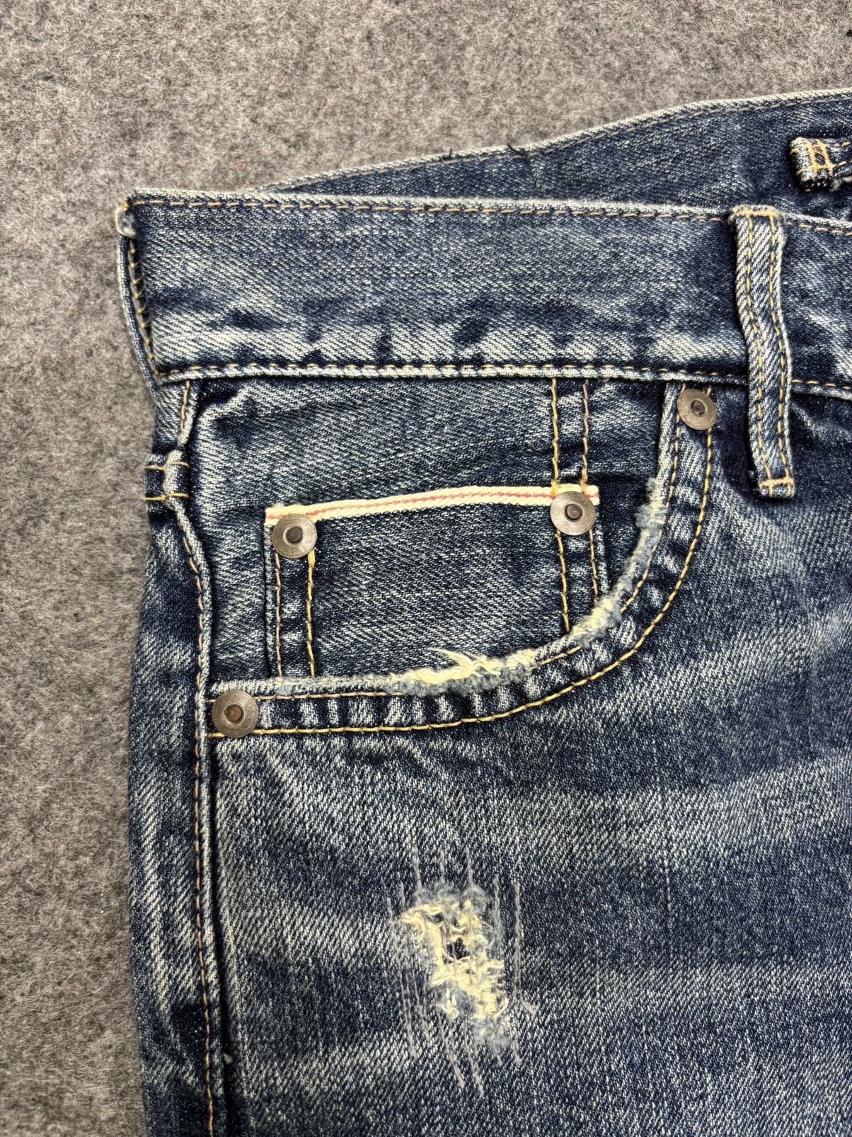 Japanese Brand 💥Insane💥GOA Japan Rare Sick Distressed Selvedge Denim F671 Size US 29 - 11 Thumbnail