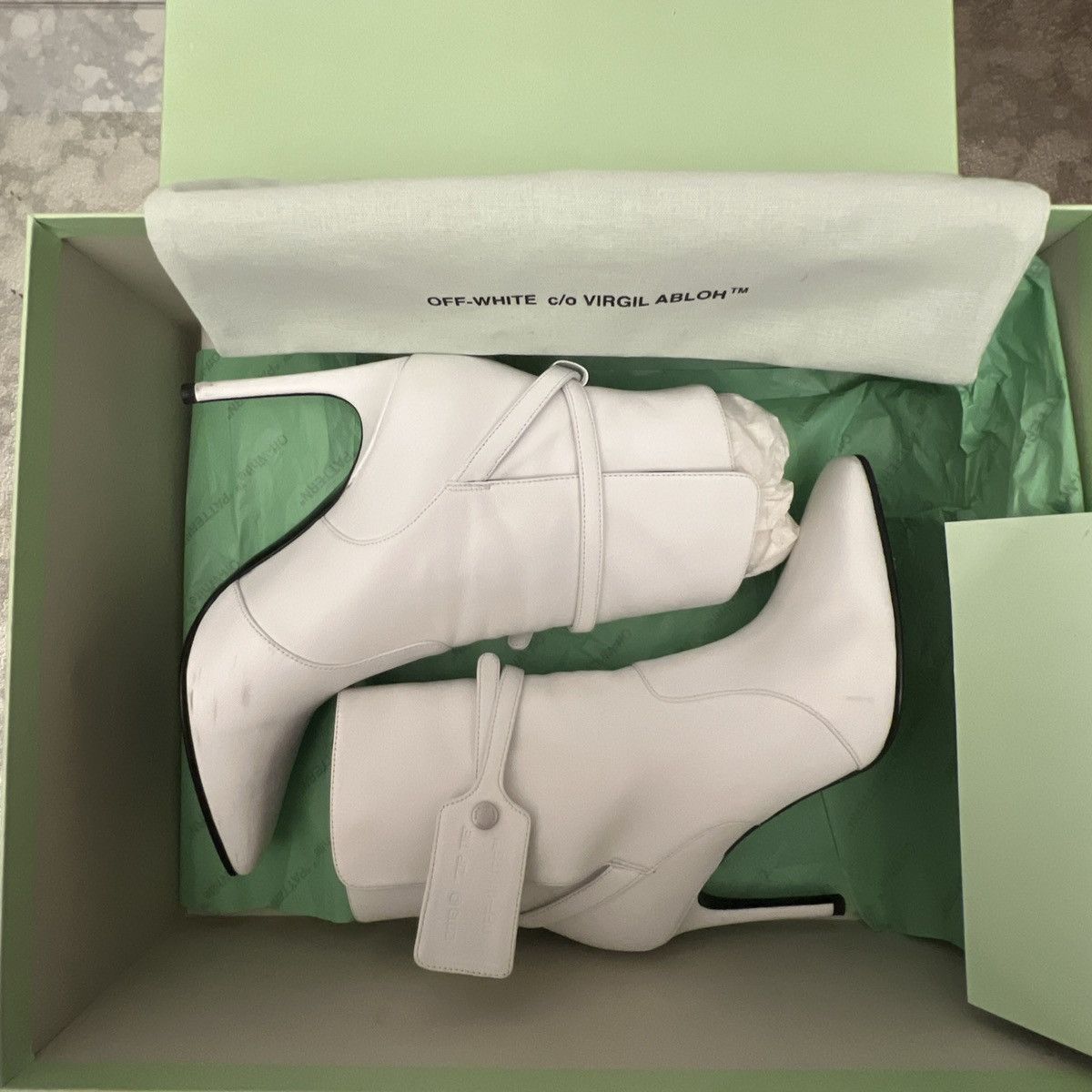Off-White × Virgil Abloh Off-White Virgil Abloh Leather Zip Tie Pointed Toe Bootie 36 Size US 5.5 / IT 35.5 - 24 Thumbnail