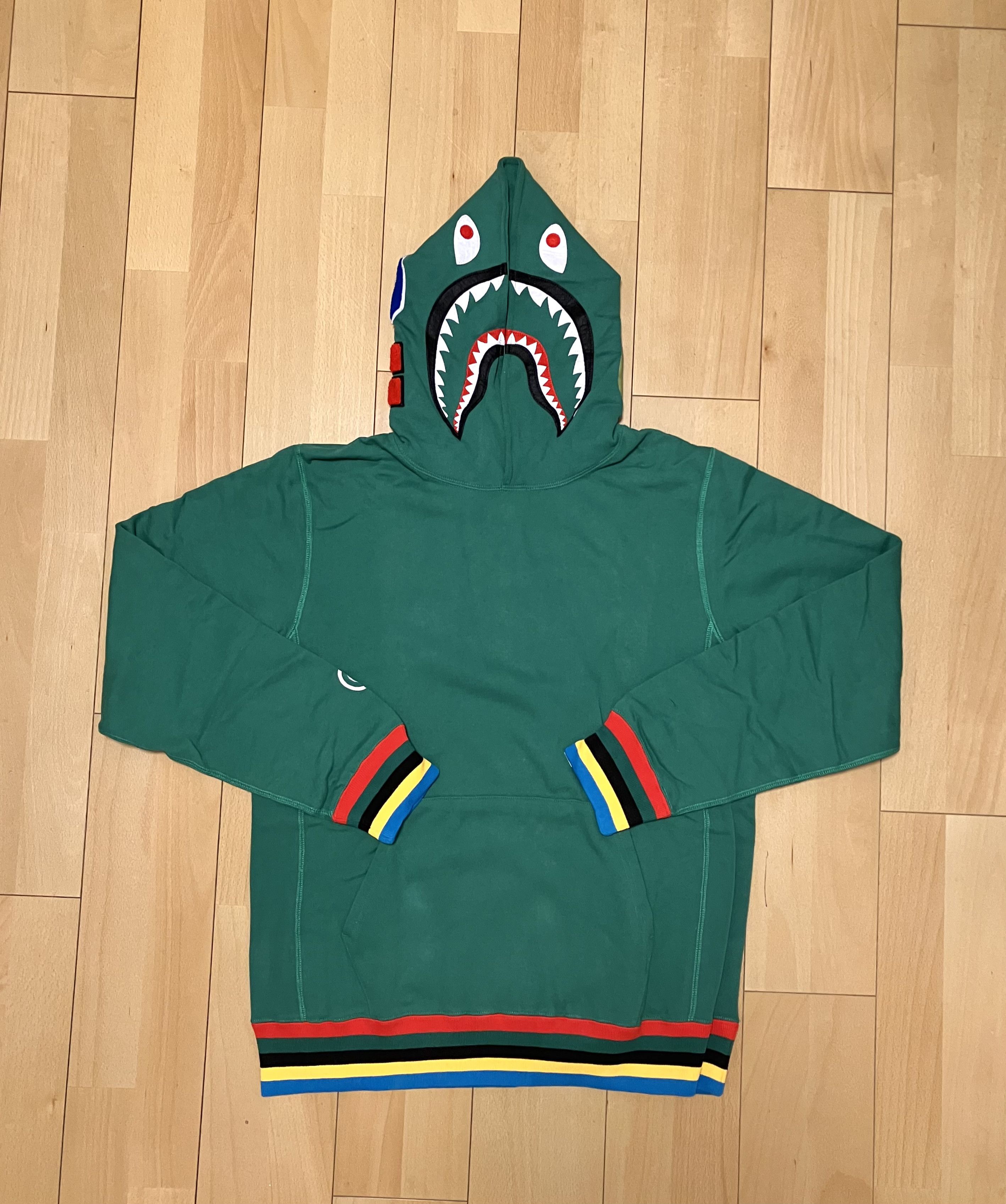 Bape Line Rib Shark Pullover Hoodie | Grailed