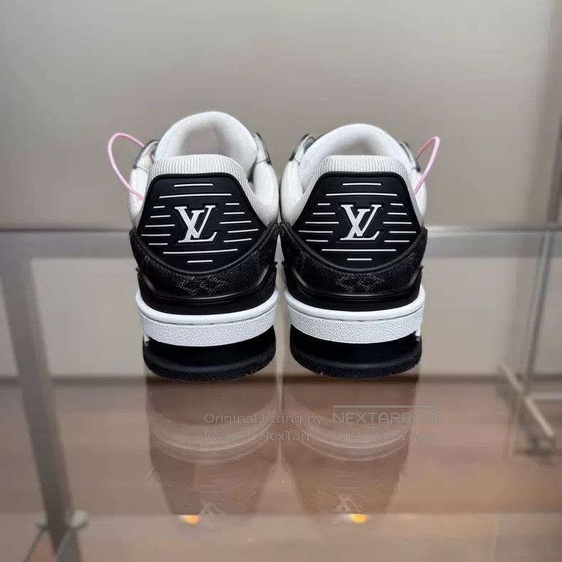 Louis Vuitton Louis Vuitton Trainer's new black and white denim shoes Size US 4.5 / IT 34.5 - 4 Thumbnail
