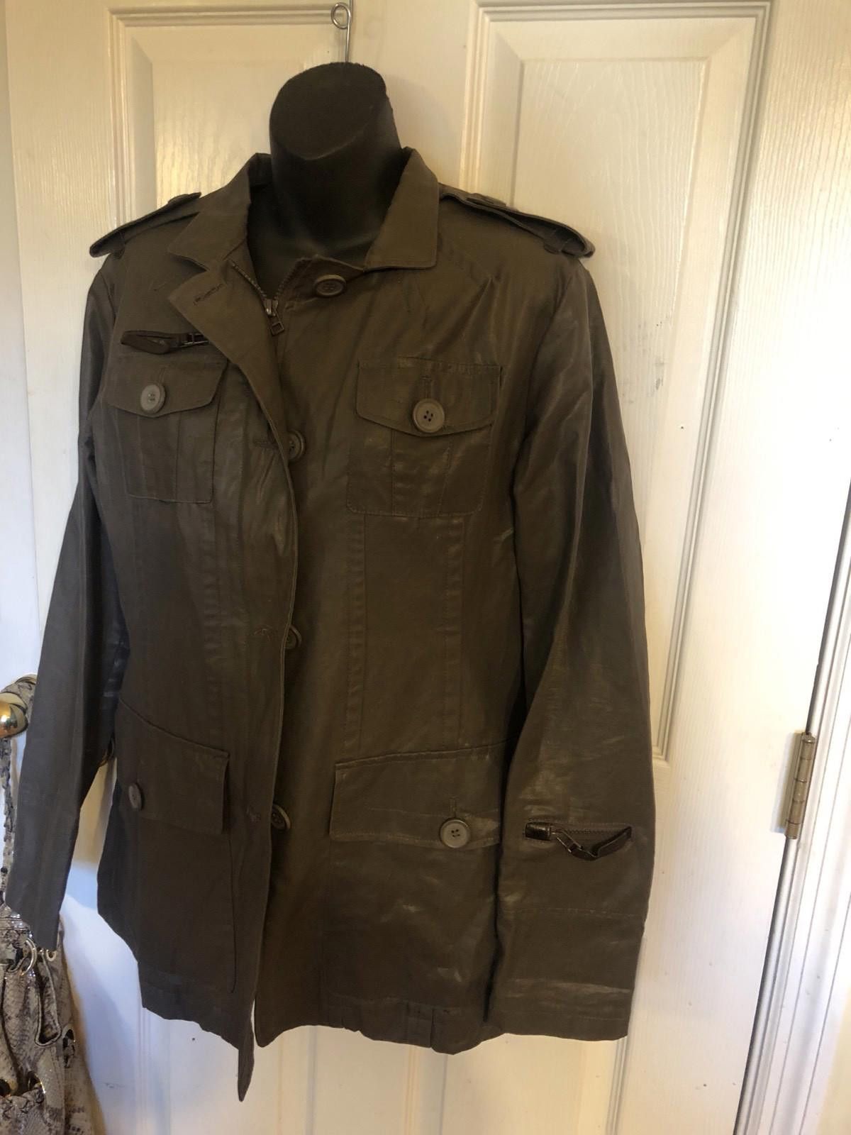 Rudsak Shiny Khaki Military Style Jacket Sz L