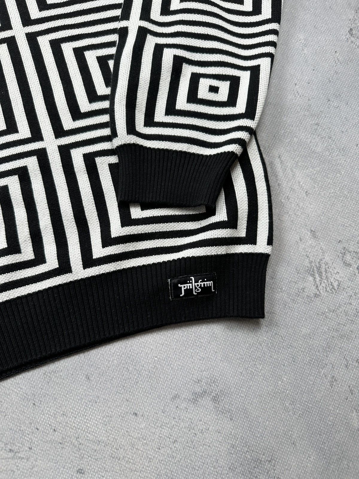Affliction Piilgrim Men's 1967 Geometric Crew Knit in Black/White y2k Size US L / EU 52-54 / 3 - 9 Thumbnail