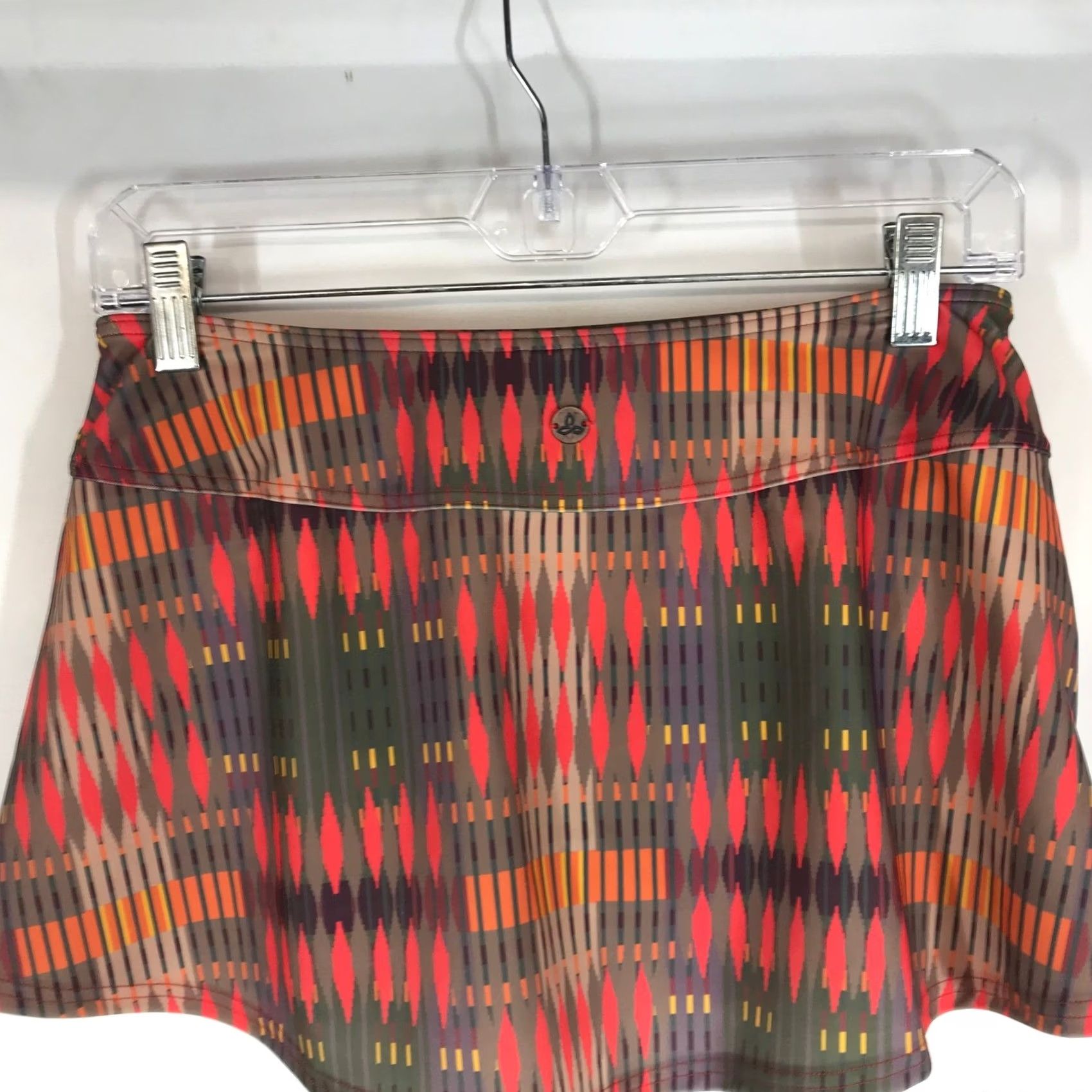 Prana prAna Women Swim Skirt Bottom Geometric Ikat Print Orange Multicolor Athletic Quick Dry Lined Elastic Waist Size 28" / US 6 / IT 42 - 5 Thumbnail