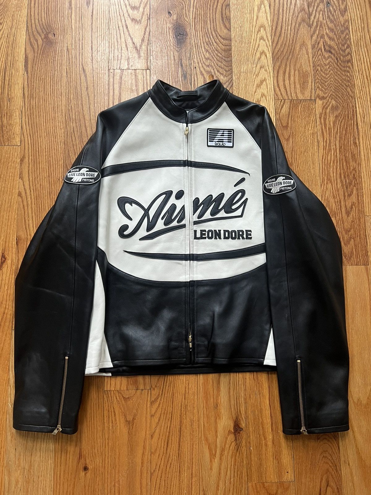 image of Aime Leon Dore Leather Café Racer in Black, Men's (Size Large)