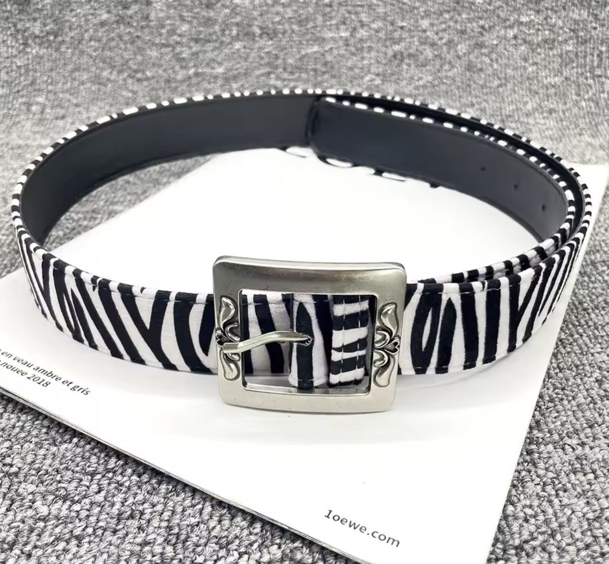 Zebra print pu leather belt