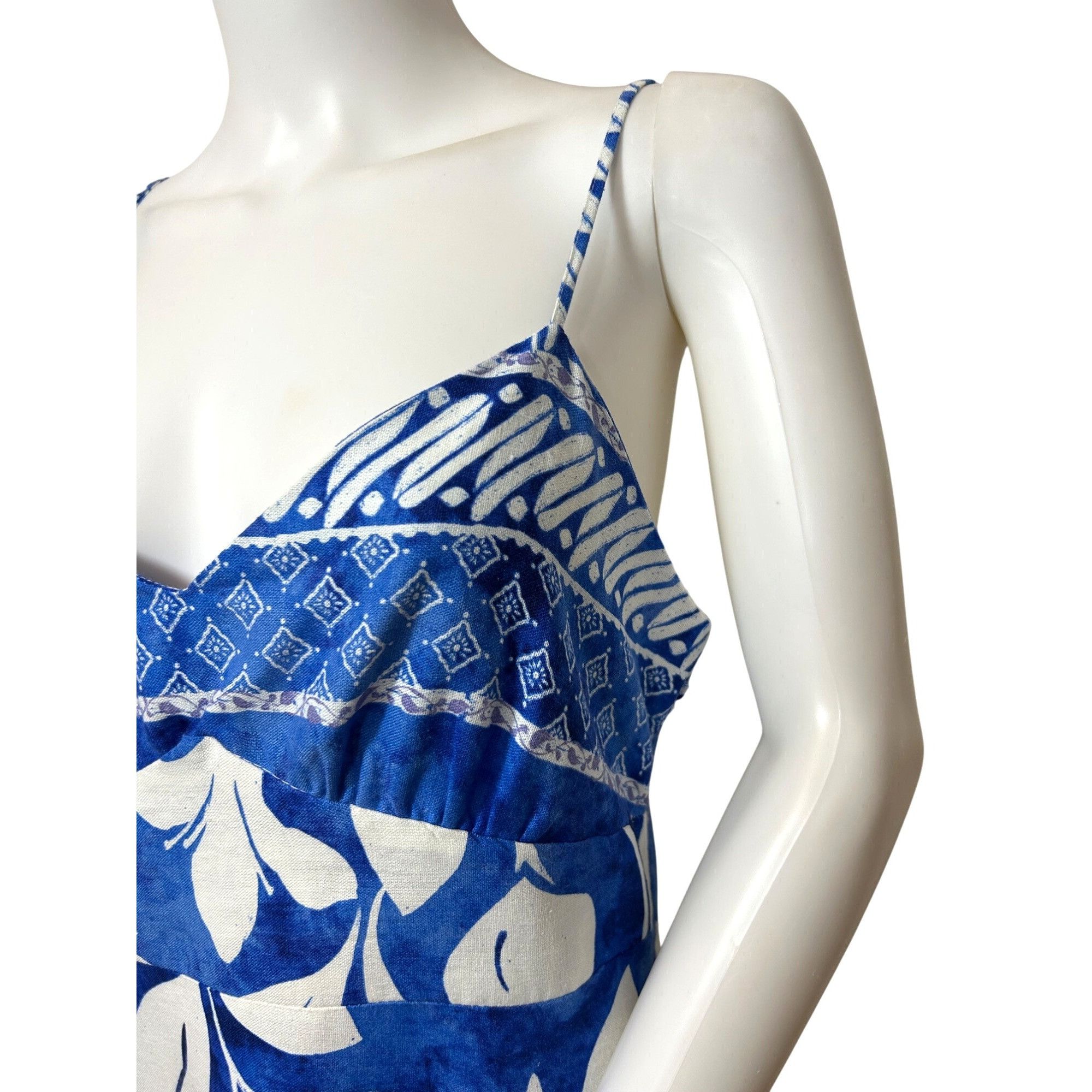 Zara Zara Women’s Sundress L Sleeveless Blue White Floral Geomet Size L / US 10 / IT 46 - 6 Thumbnail