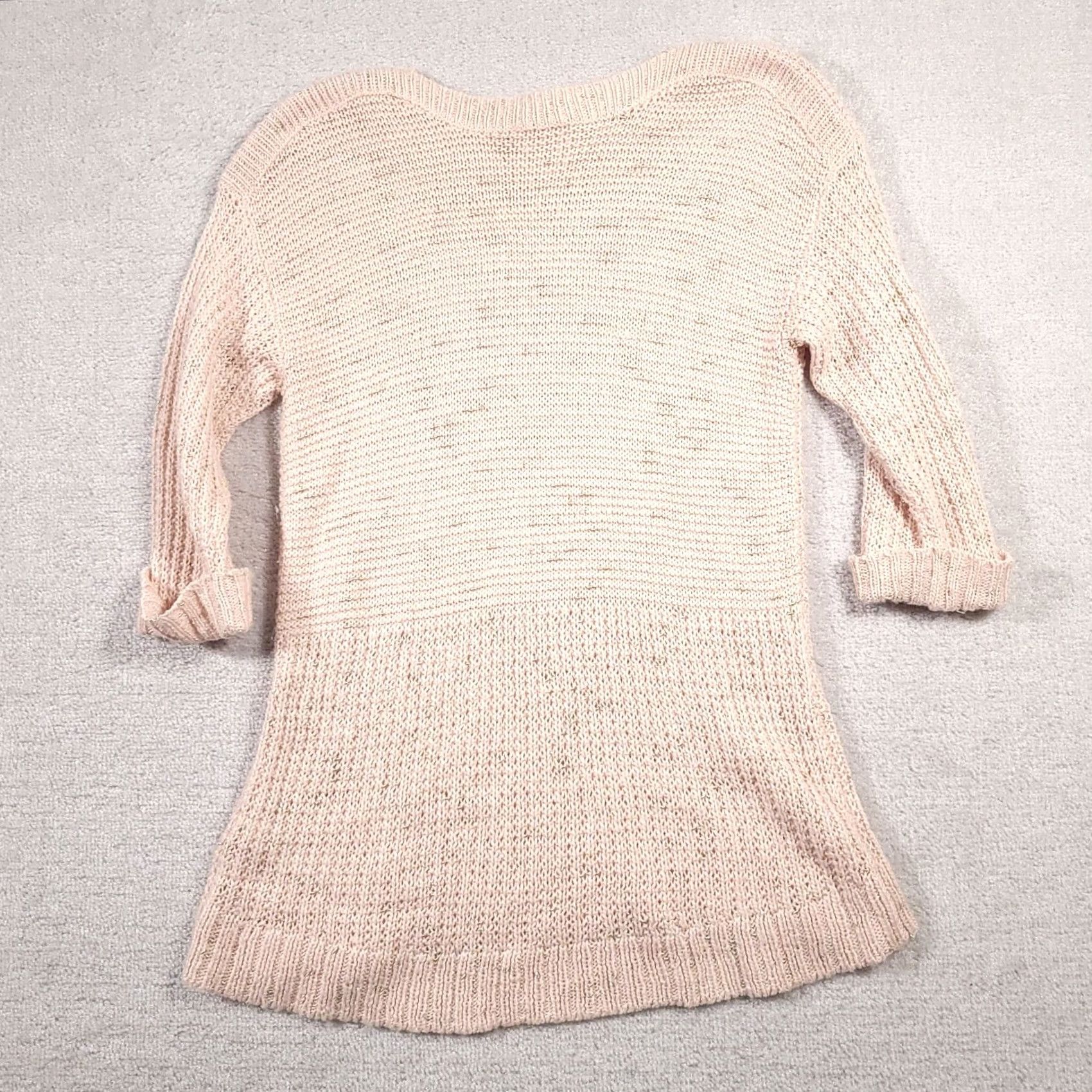 Vintage Chico's Pink Metallic Wool Blend Tunic Sweater Large - 3/4 Sleeve Knit Round Neck Womens Size L Size L / US 10 / IT 46 - 7 Thumbnail