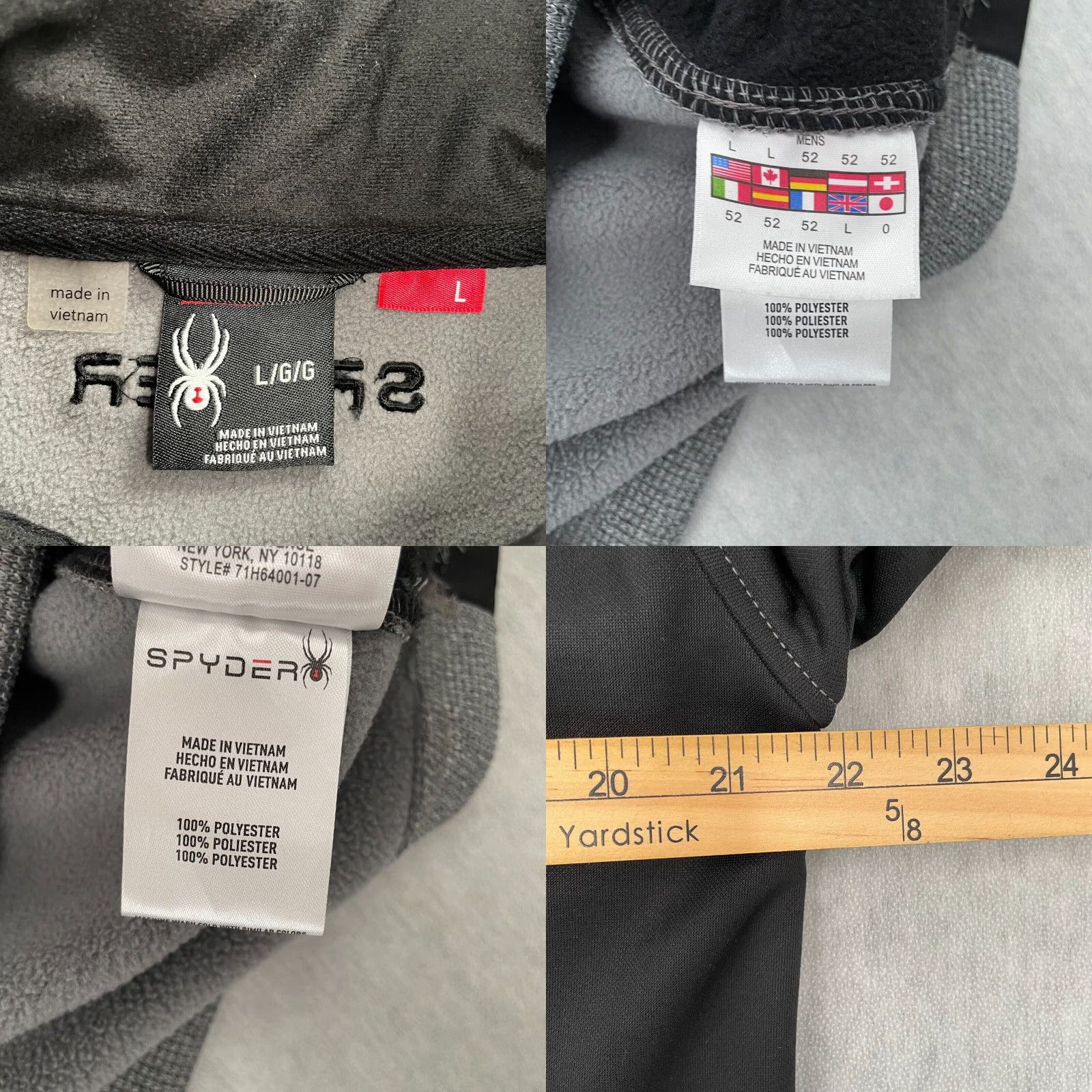 Spyder Spyder Jacket Adult L Gray Black 1/4 Zip Pullover Fleece Logo Mens Size US L / EU 52-54 / 3 - 8 Thumbnail