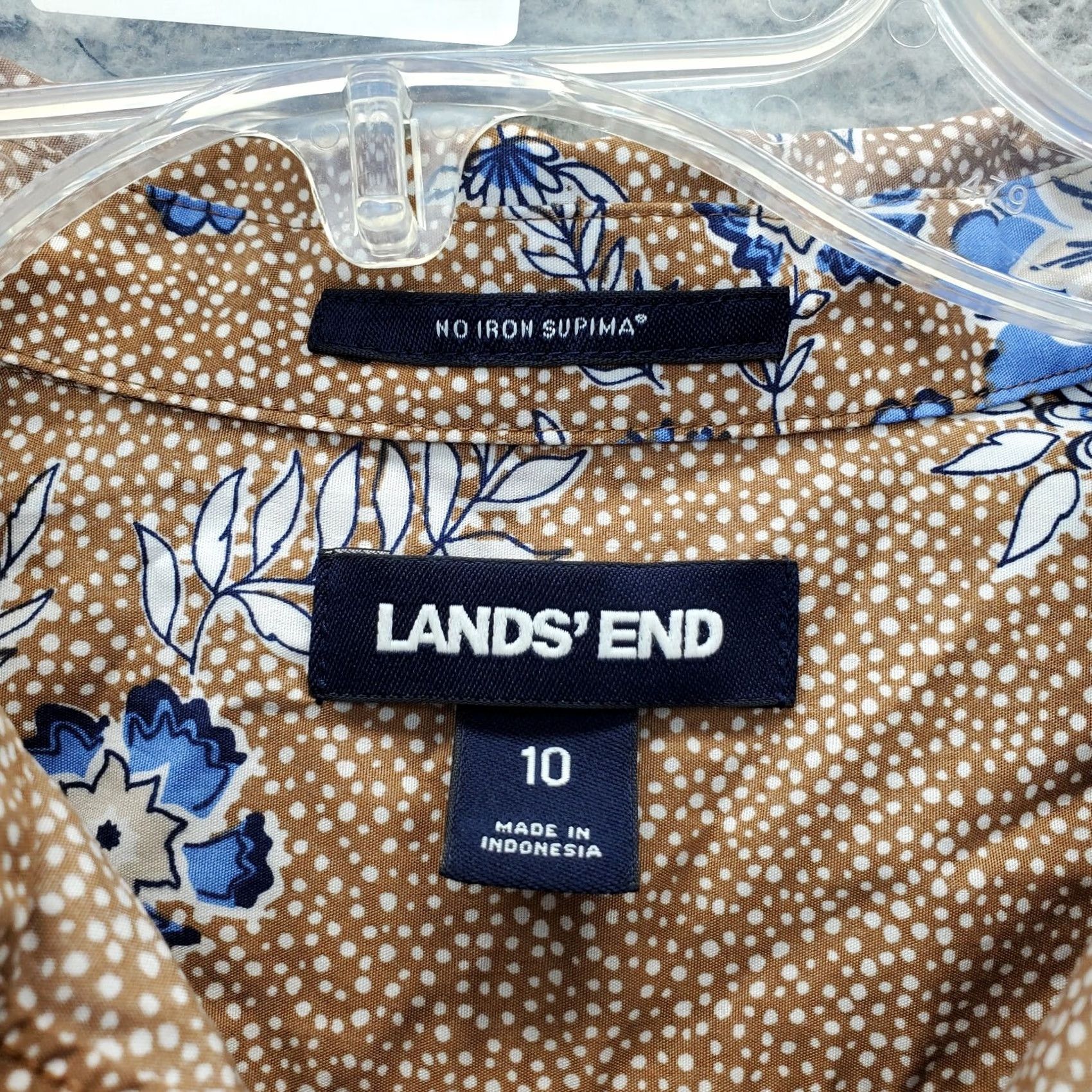 Lands' End Lands' End Casual Shirt Womens Size 10 Multicolor Floral Supima Cotton Non Iron Collared Shirt Size L / US 10 / IT 46 - 3 Thumbnail