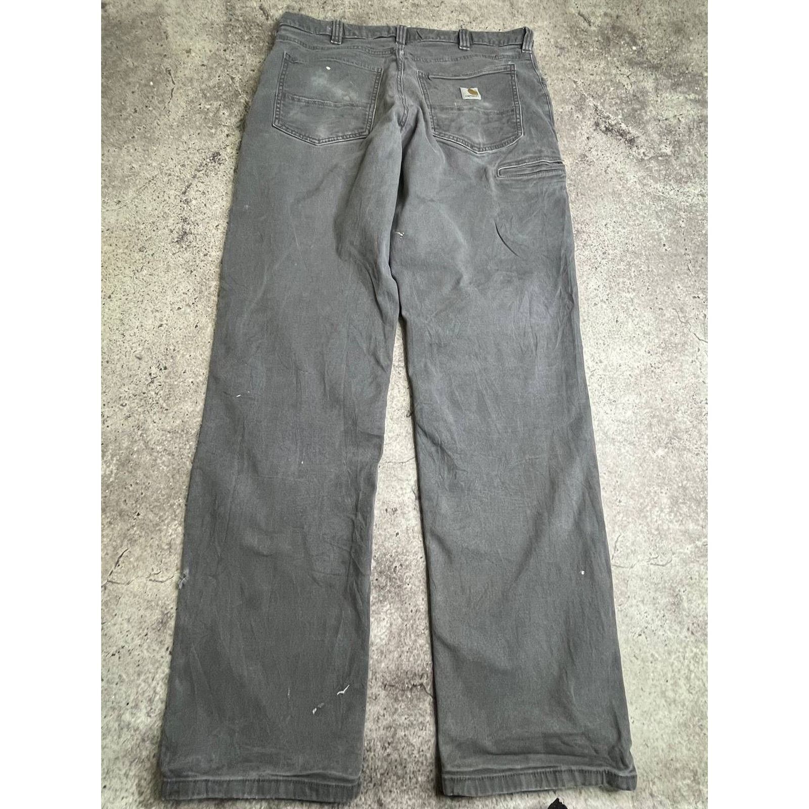 Carhartt Relaxed Canvas Work Pants Faded Grey Paint Splatter