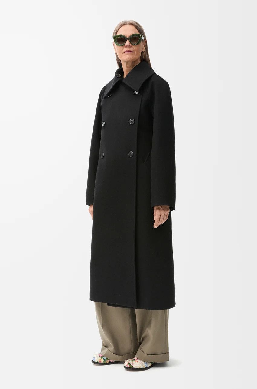 Loewe o1loc1c0525 Double Breasted Coat In Wool in Black Size S / US 4 / IT 40 - 5 Thumbnail