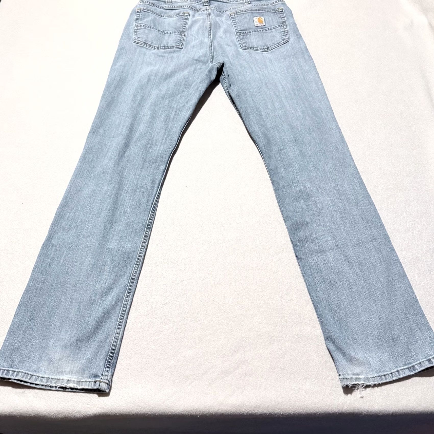 Carhartt Carhartt Jeans Men Blue Denim Stretch Mid Rise Relaxed Straight 35x31.5 Jeans Mens Blue Mid Rise Stretch Denim Carhartt Jeans - 35x31.5 Size US 35 - 3 Thumbnail