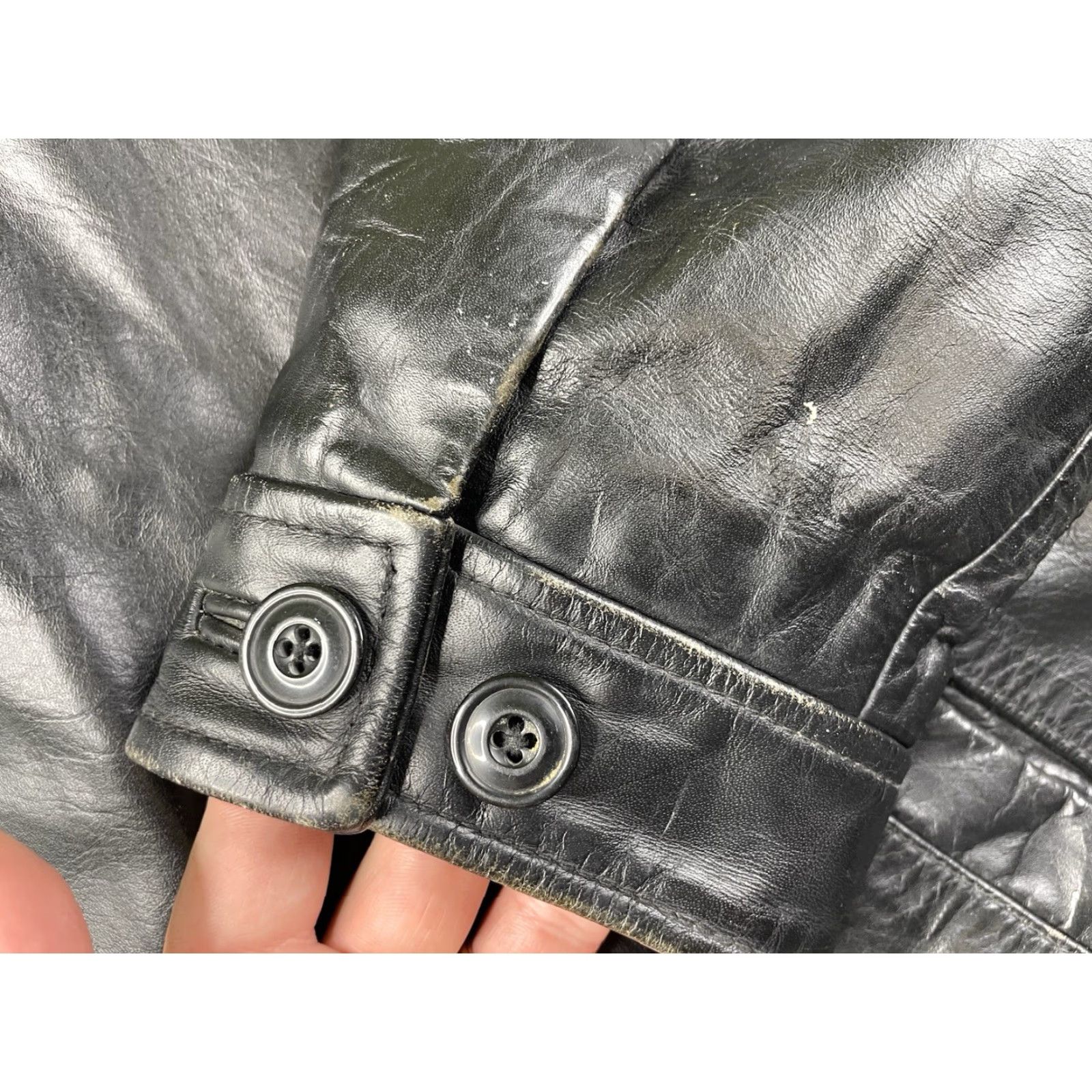 Gap VINTAGE Gap Leather Black Bomber Jacket L Men Full Zip Thick Lined Quilted Biker 90s Mens Size US L / EU 52-54 / 3 - 6 Thumbnail