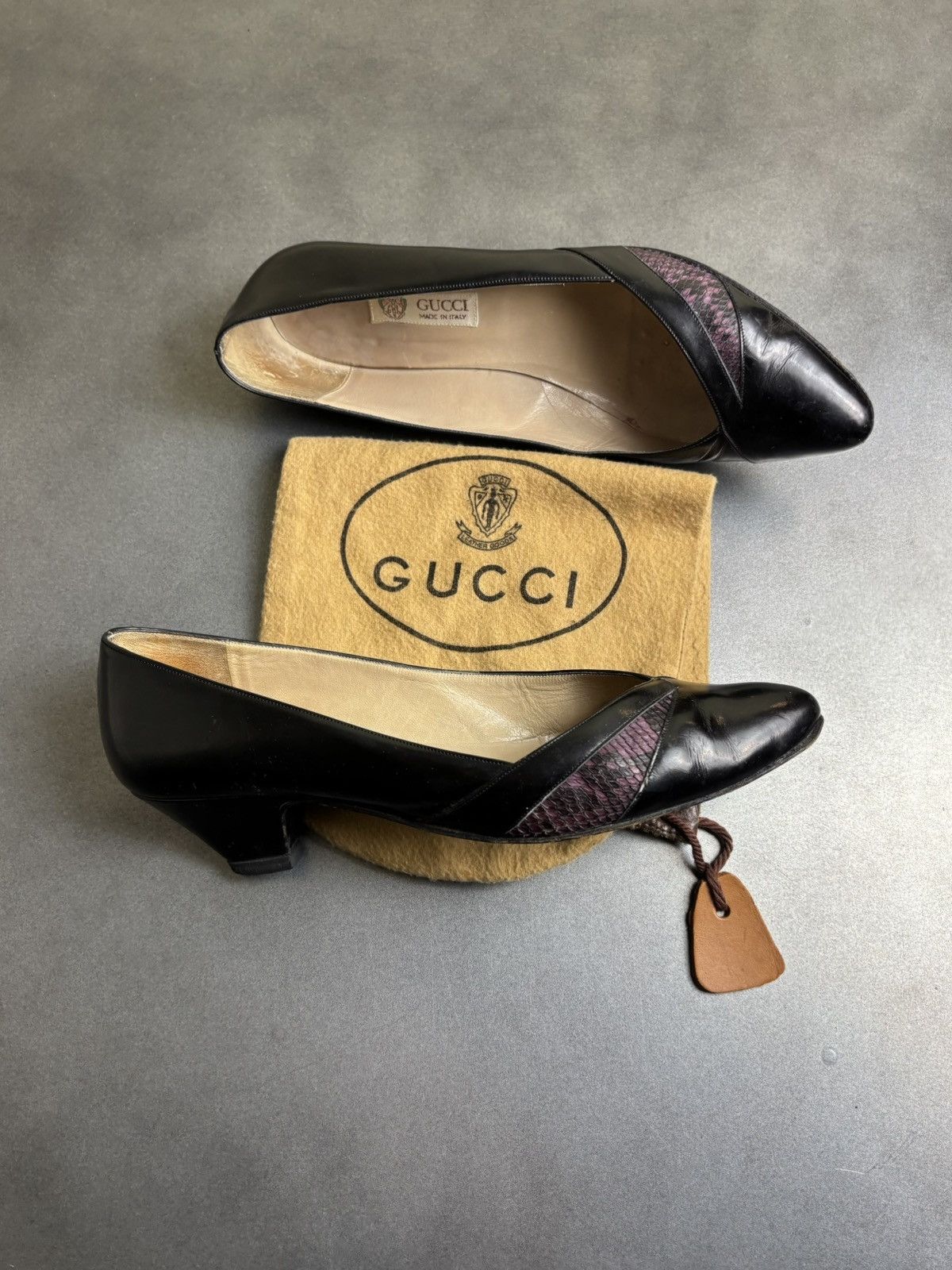Gucci × Vintage 1970s Gucci Heels Vintage Gucci Leather Pumps Snake Skin Bag Size US 8.5 / IT 38.5 - 19 Thumbnail
