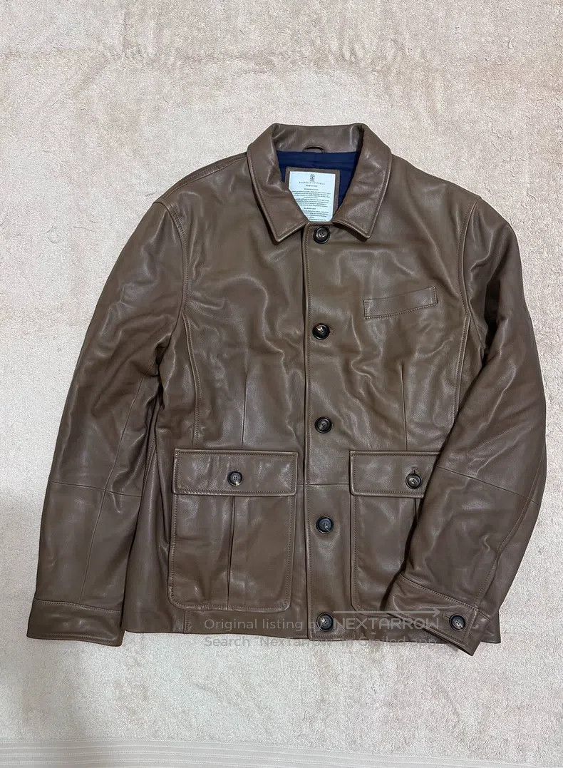 Brunello Cucinelli Brunello Cucinelli Leather Jacket with Thin Cotton Lining Size US XL / EU 56 / 4 - 1 Thumbnail