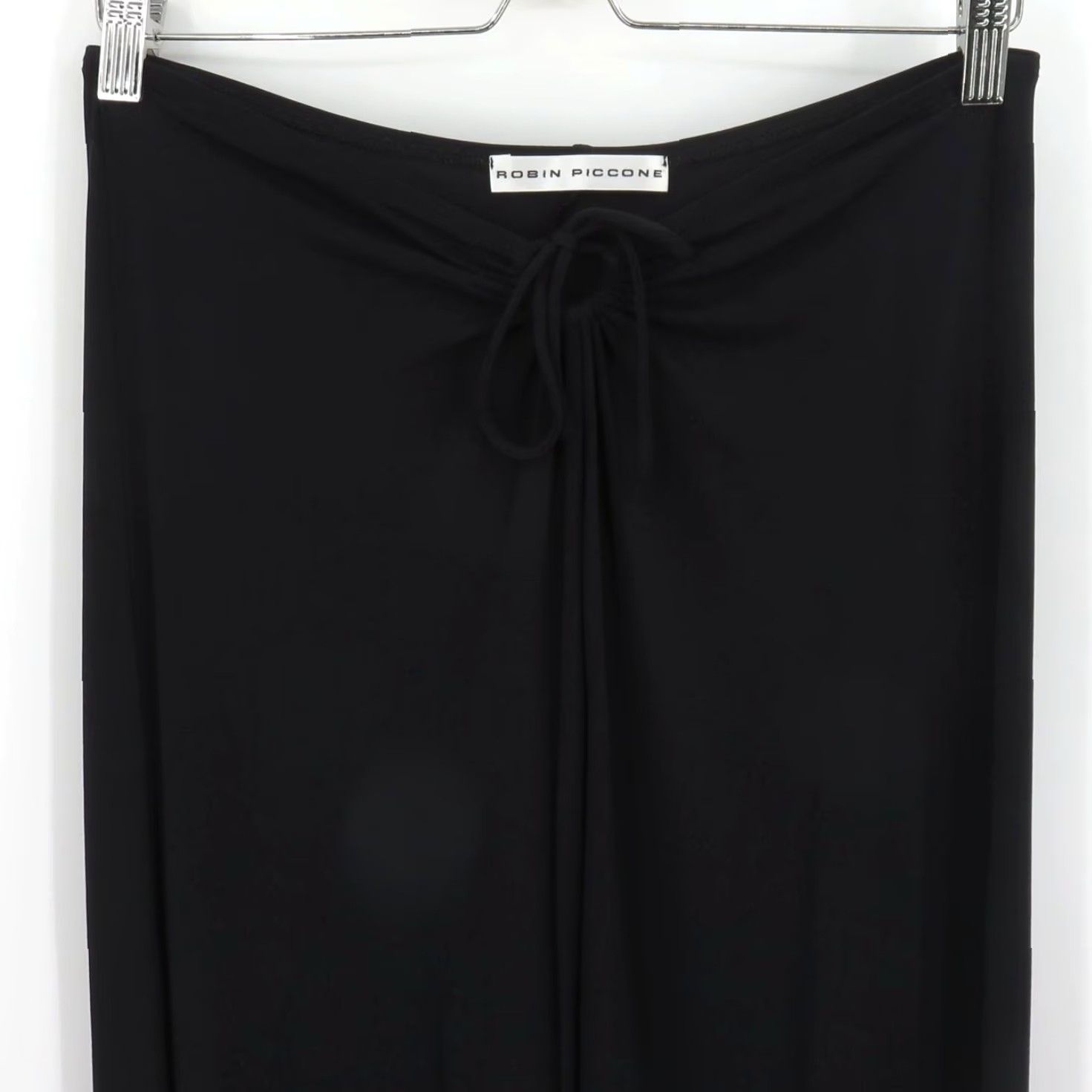 Vintage VTG Robin Piccone Women Pants Black Medium Slinky Straight Leg Keyhole Front Vintage Dress Pants Button? (but no new info). Size 32" / US 10 / IT 46 - 3 Thumbnail