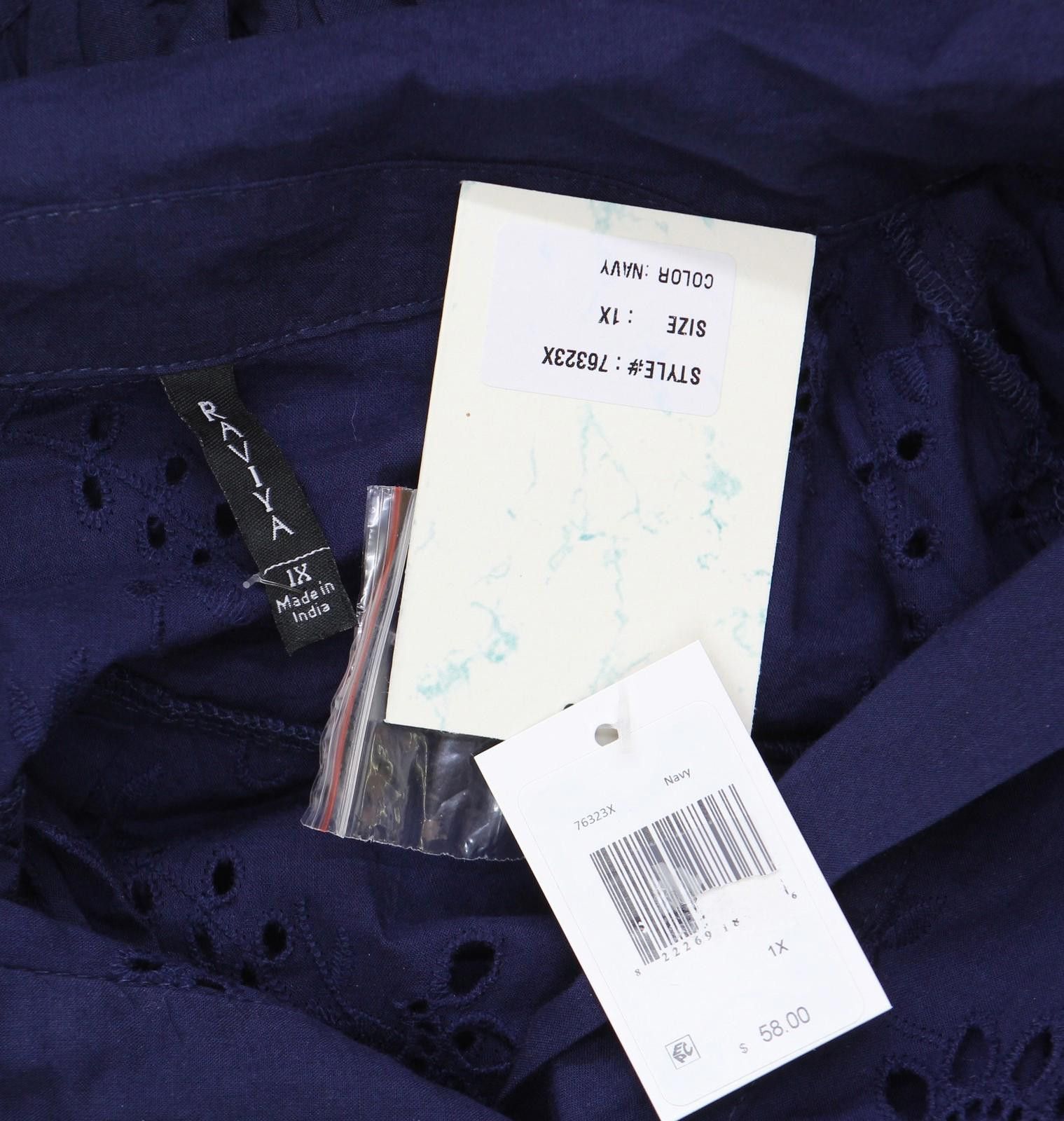 Other Nwt Raviya Button Down Swim Cover Up Dress Navy Blue 1x Size ONE SIZE - 3 Thumbnail