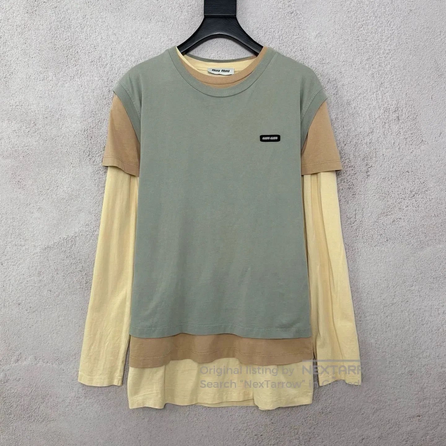 Miu Miu MIUMIU Layered Logo Long-sleeve T-shirt. Size M / US 6-8 / IT 42-44 - 1 Thumbnail
