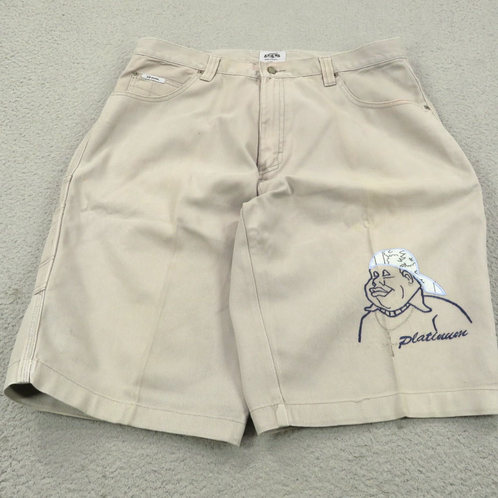 Vintage VTG PJ MARK Baggy Shorts Mens 36 Y2K Fat Albert Platinum Carpenter Skater 90s Hip Hop Denim Gray 5-Pocket Size US 36 / EU 52 - 2 Thumbnail