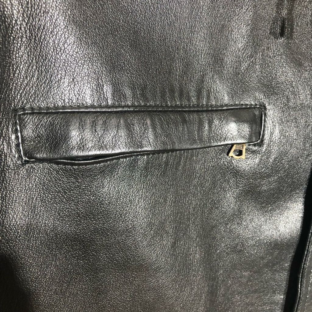 Vintage Italian leather moto jacket coat black genuine leather L Size US L / EU 52-54 / 3 - 5 Thumbnail
