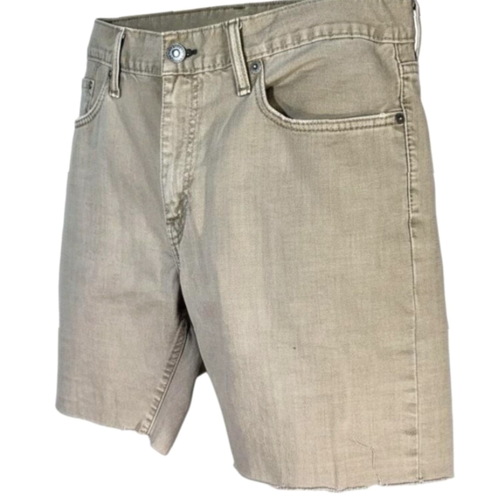 Levi's Levi's Bermuda Shorts Mens 34 Beige Denim 5-Pocket Zip Fly Raw Hem 514 Inseam 5 in Regular Fit Casual Summer Summer Mens Size US 34 / EU 50 - 2 Thumbnail