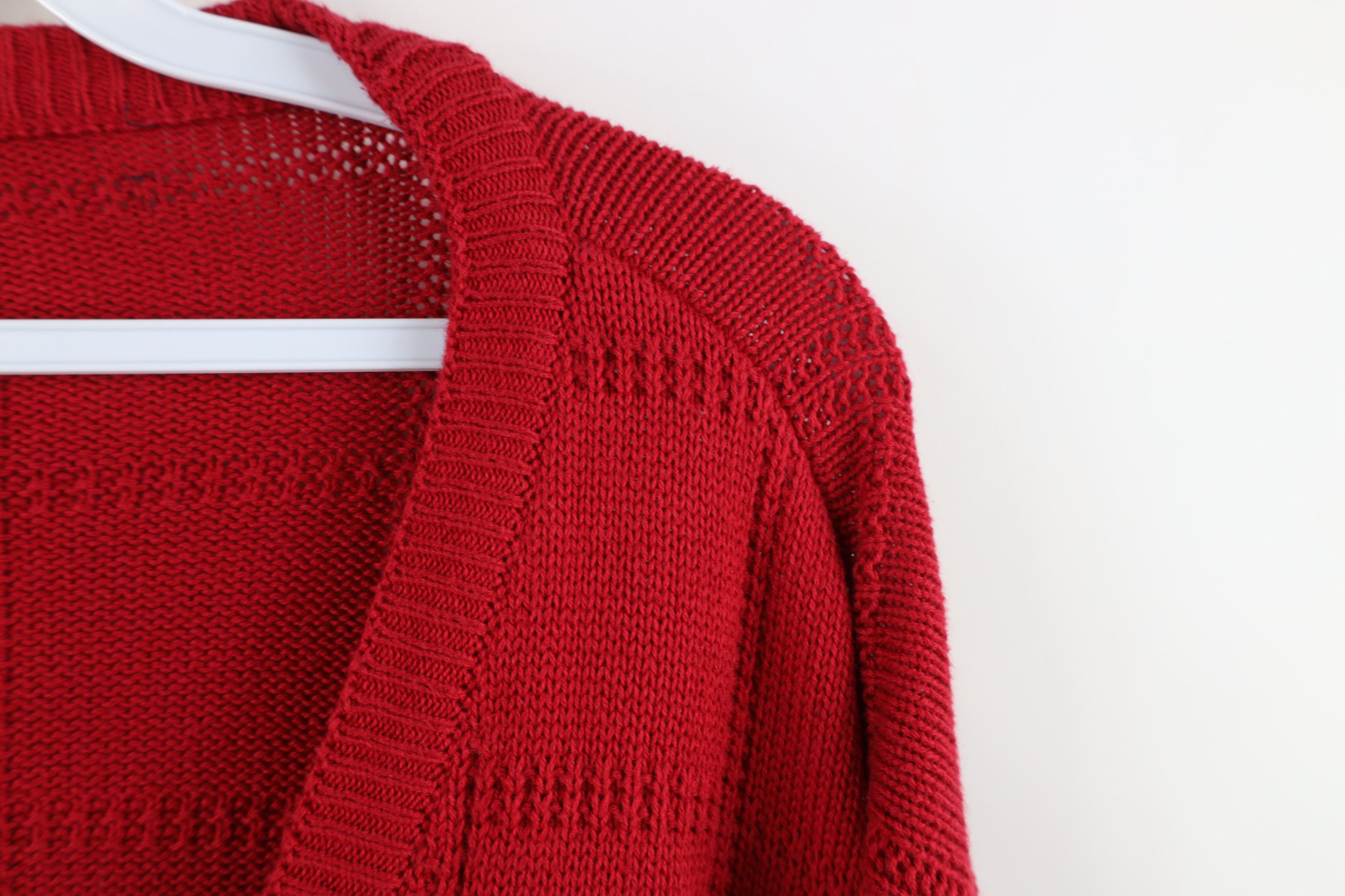 Vintage Vintage 90s Streetwear Checkered Knit Cardigan Sweater Red Size US L / EU 52-54 / 3 - 5 Thumbnail