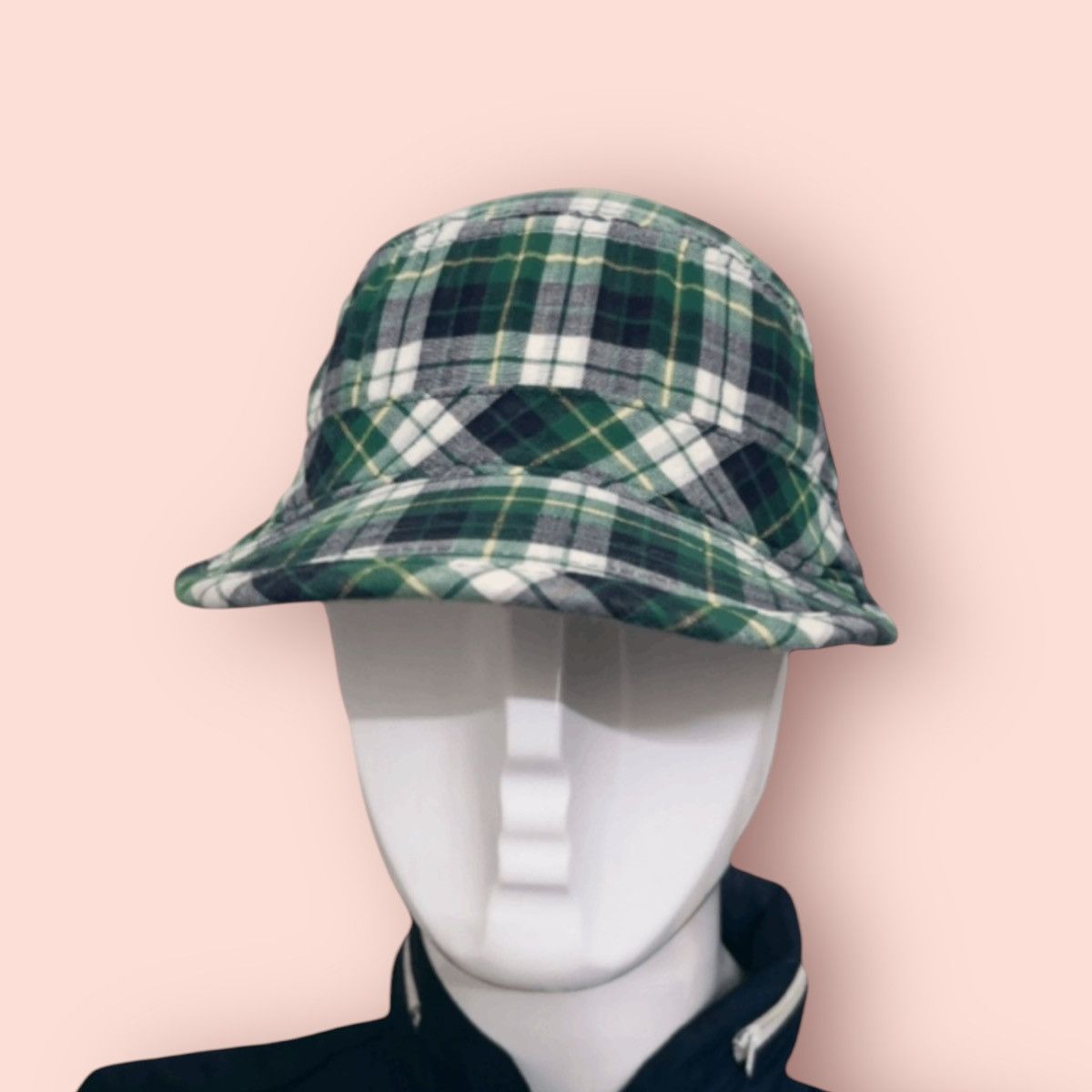 Japanese Brand VINTAGE UNIQLO GREEN PLAID ARMY CADET HAT Size ONE SIZE - 2 Thumbnail