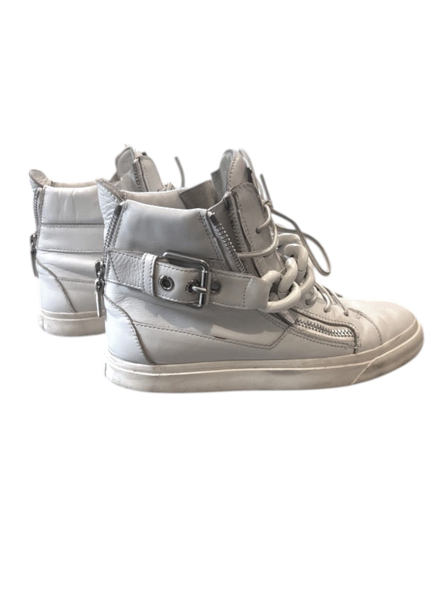 Giuseppe Zanotti Giuseppe Zanotti White Chain Hi Top Sneakers, Mid 2010s Size US 7 / EU 40 - 8 Thumbnail