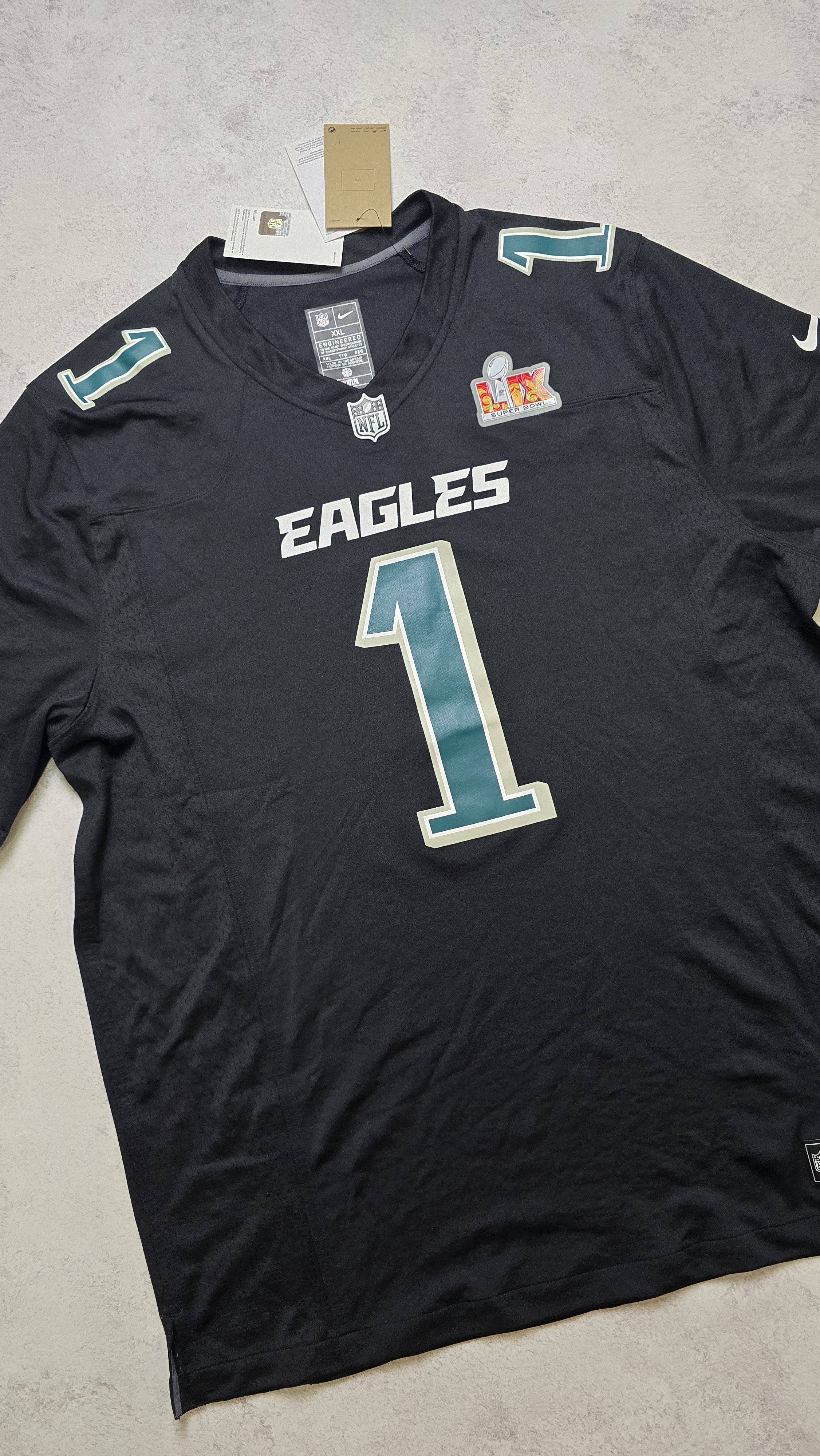 Nike Philadelphia Eagles Hurts Carbon Black Super Bowl 59 Jersey Size US XXL / EU 58 / 5 - 11 Thumbnail