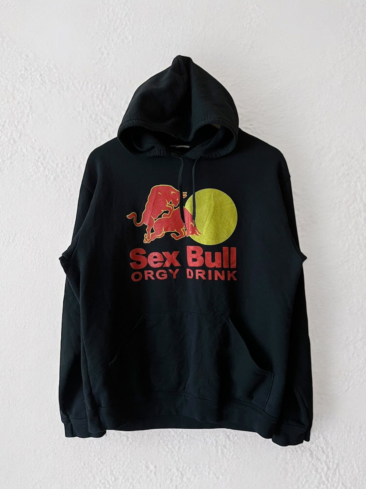 Band Tees × Vintage SEX BULL ORGY DRINK VINTAGE HOODIE FUNNY HOODED RED LOGO Y2K Size US M / EU 48-50 / 2 - 1 Thumbnail