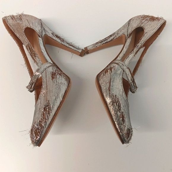 Maison Margiela Maison Margiela Distressed Metallic Mary Jane Pumps -EU36 Size US 6 / IT 36 - 6 Thumbnail