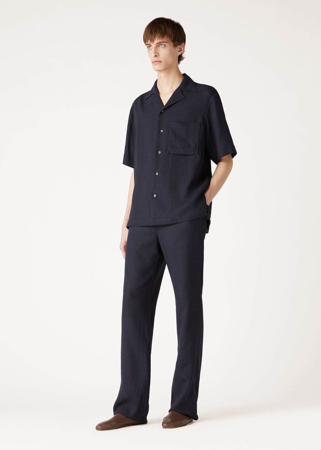 Loro Piana o1w1db10725 FAO7683 Federico Linen Shirt in Blue Size US L / EU 52-54 / 3 - 2 Thumbnail