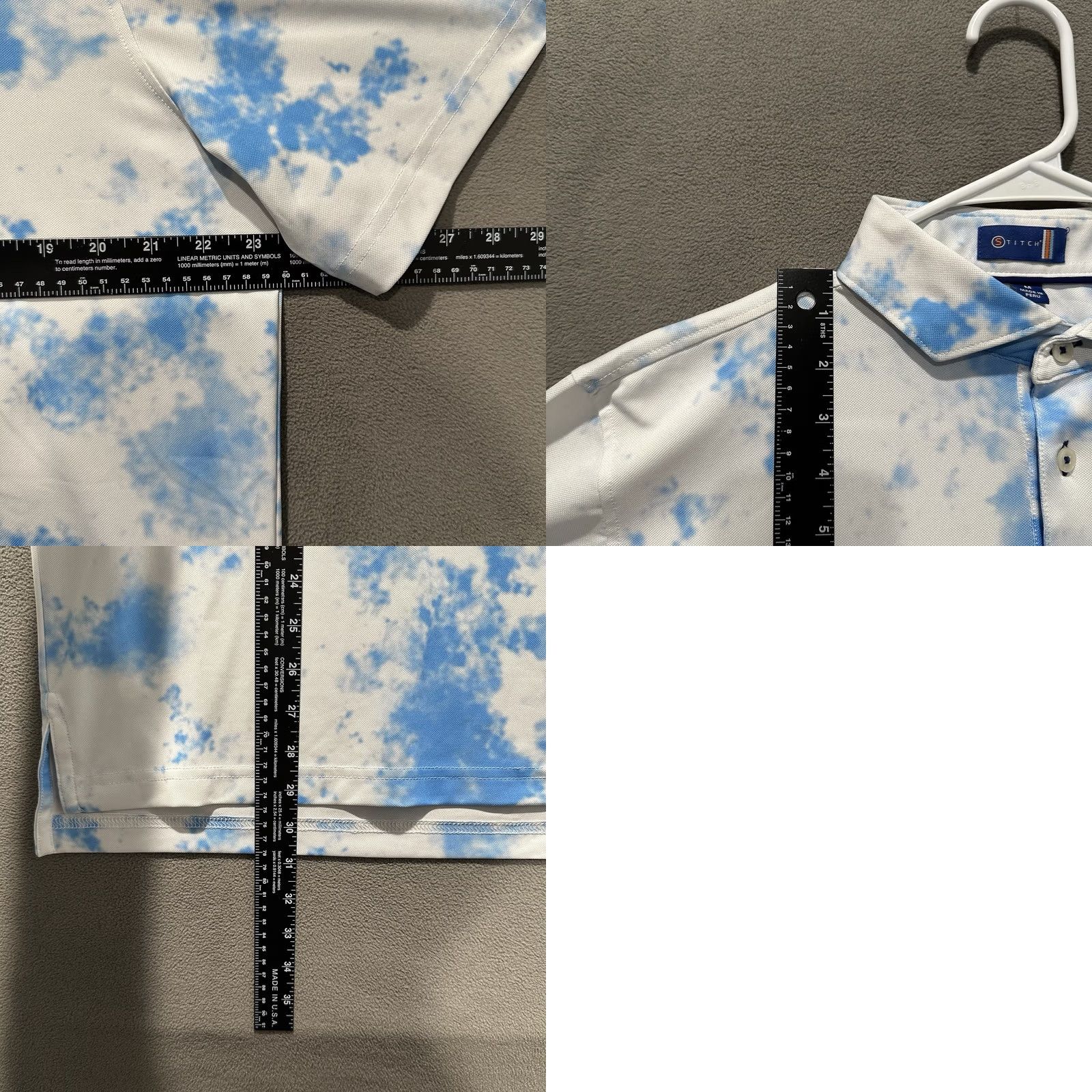 Vintage Stitch Shirt Mens Medium Blue Graphic Print AOP Stretch Polo Golf Size US M / EU 48-50 / 2 - 8 Thumbnail
